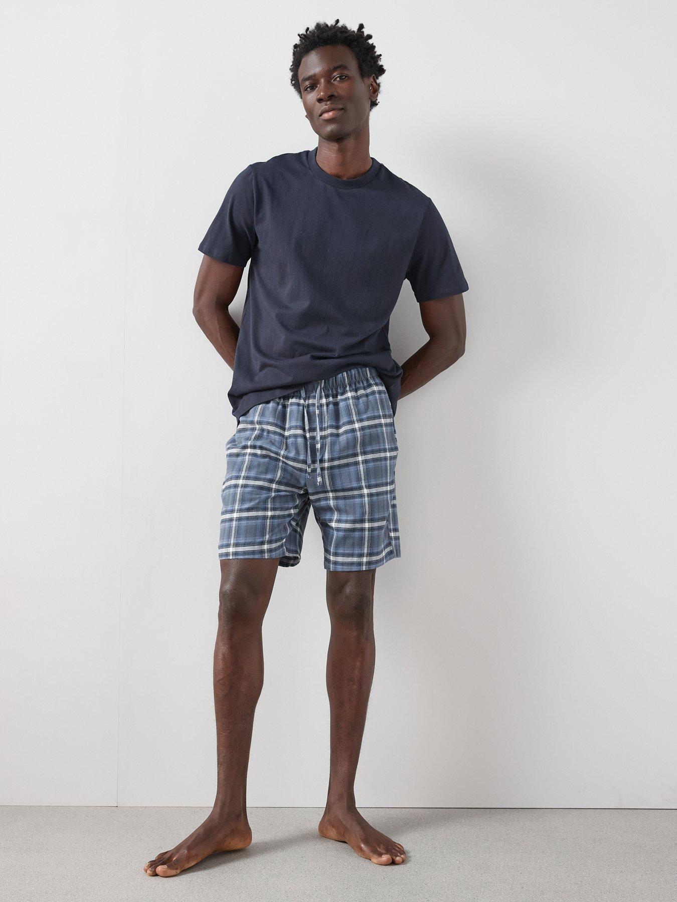 Image 3 of 6 of Very Man Cosy Checked Short Pyjama Set - Blue