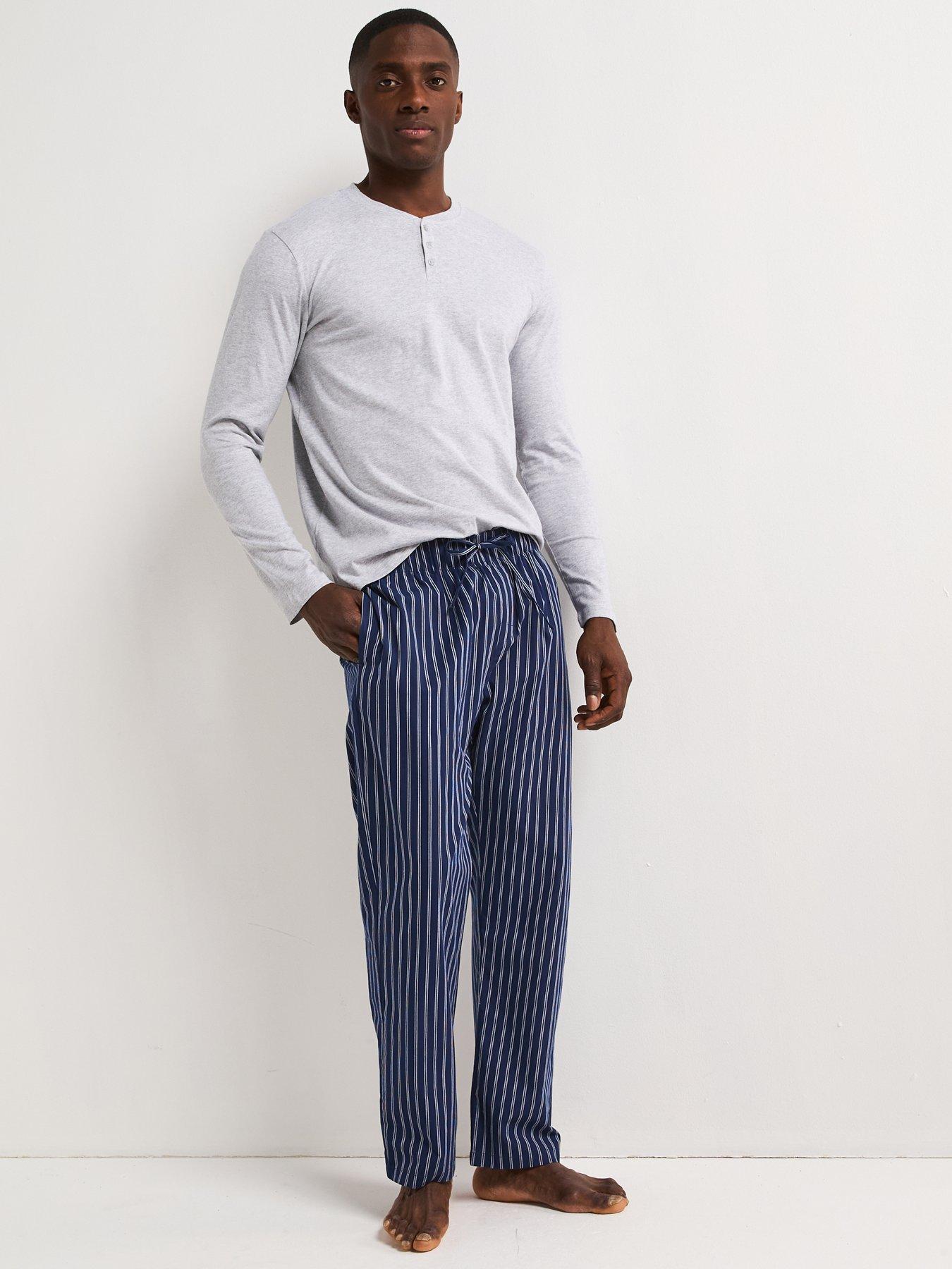 Very Man Pure Cotton Striped Pyjama Set - Navy