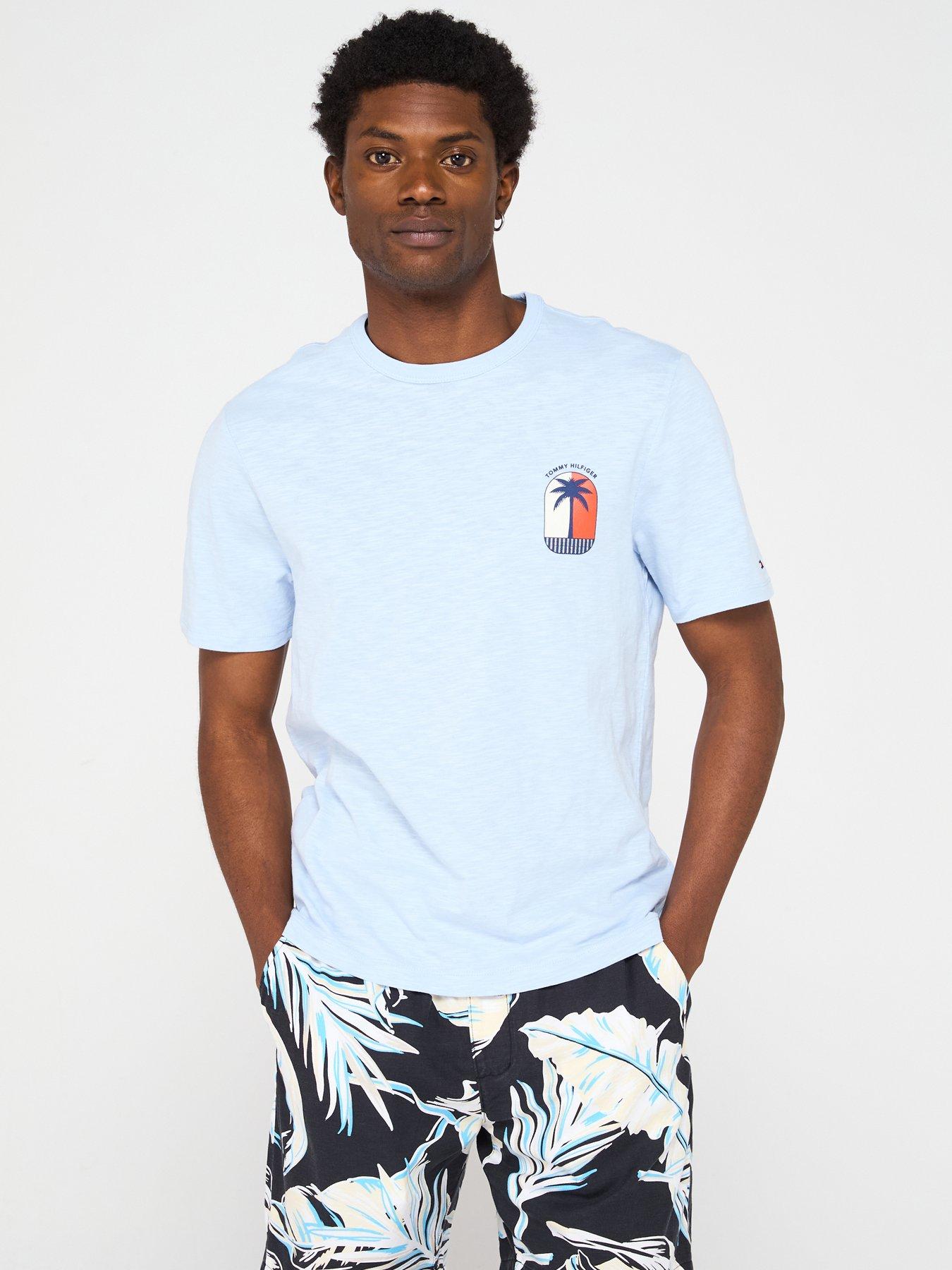 Tommy Hilfiger Palm Tree Label T-Shirt - Light Blue