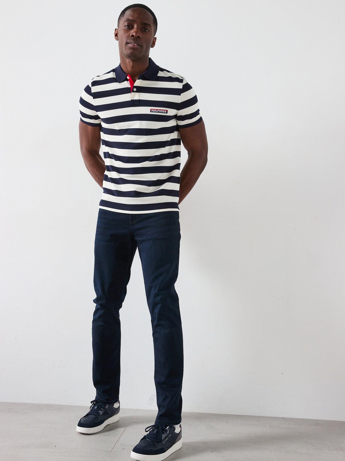 Image 3 of 6 of Tommy Hilfiger Stripe Regular Fit Polo Shirt - Navy