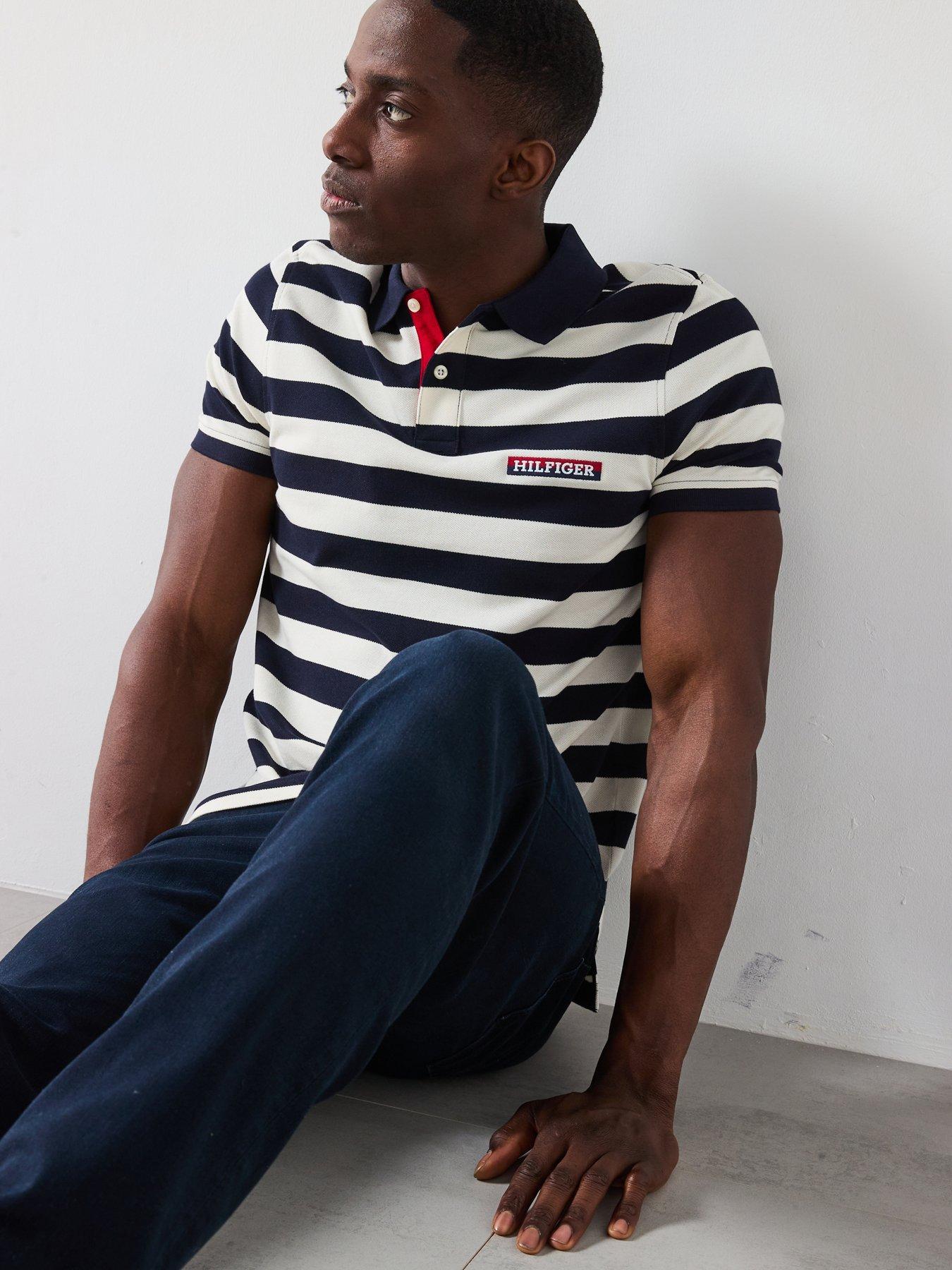 Image 6 of 6 of Tommy Hilfiger Stripe Regular Fit Polo Shirt - Navy
