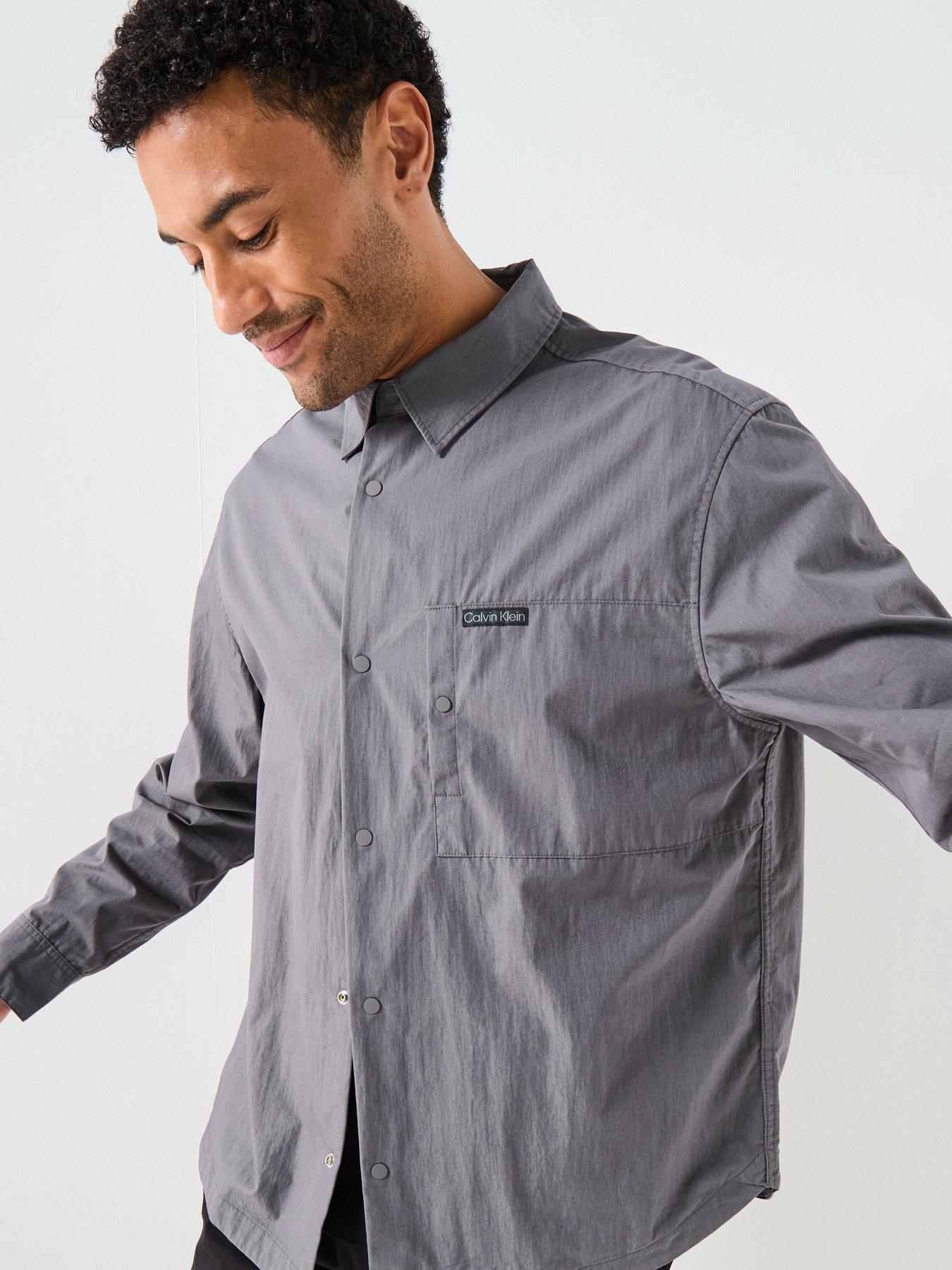 Image 4 of 6 of Calvin Klein Jeans Calvin Klein Jeans Cotton Nylon Relaxed Fit Overshirt - Grey
