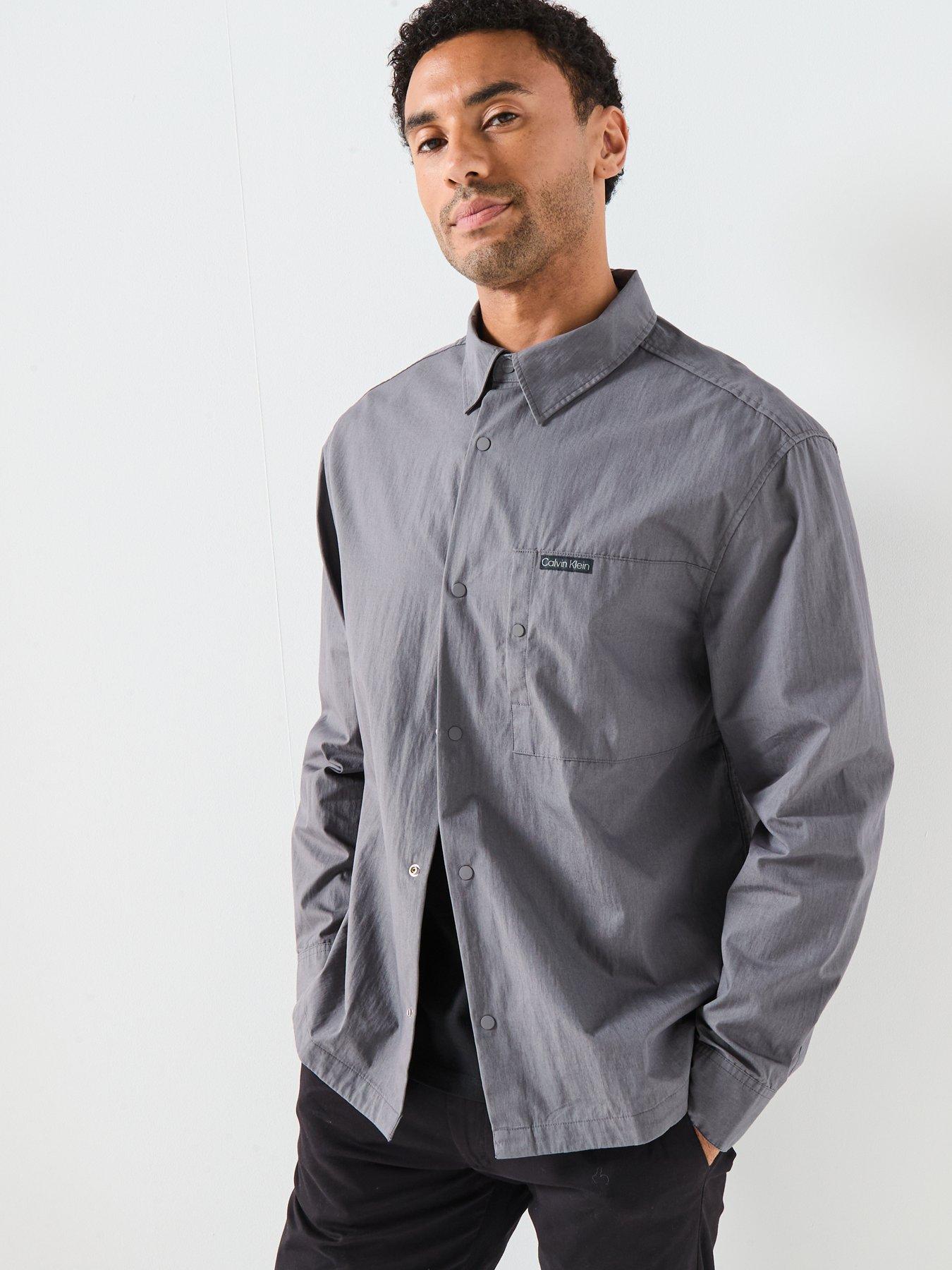Image 5 of 6 of Calvin Klein Jeans Calvin Klein Jeans Cotton Nylon Relaxed Fit Overshirt - Grey