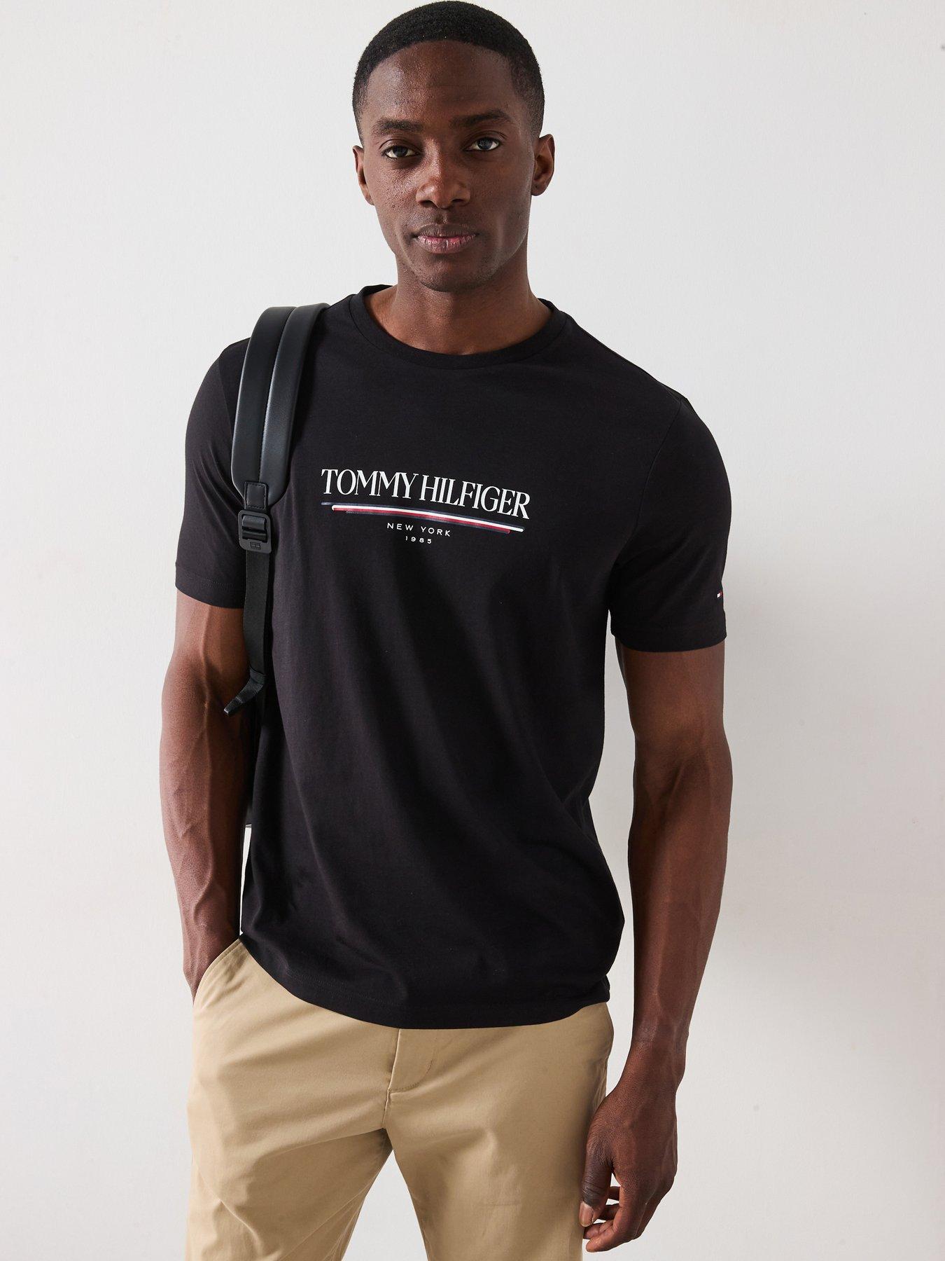  image of tommy-hilfiger-large-centre-logo-t-shirt-black