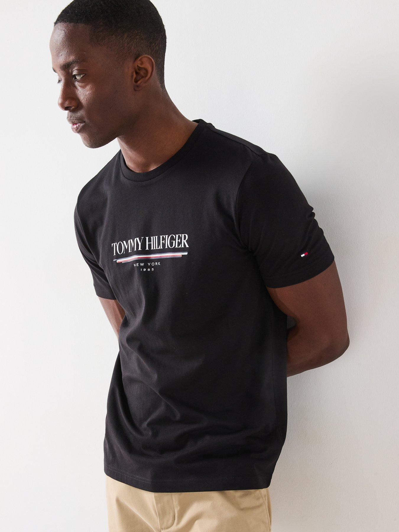  image of tommy-hilfiger-large-centre-logo-t-shirt-black