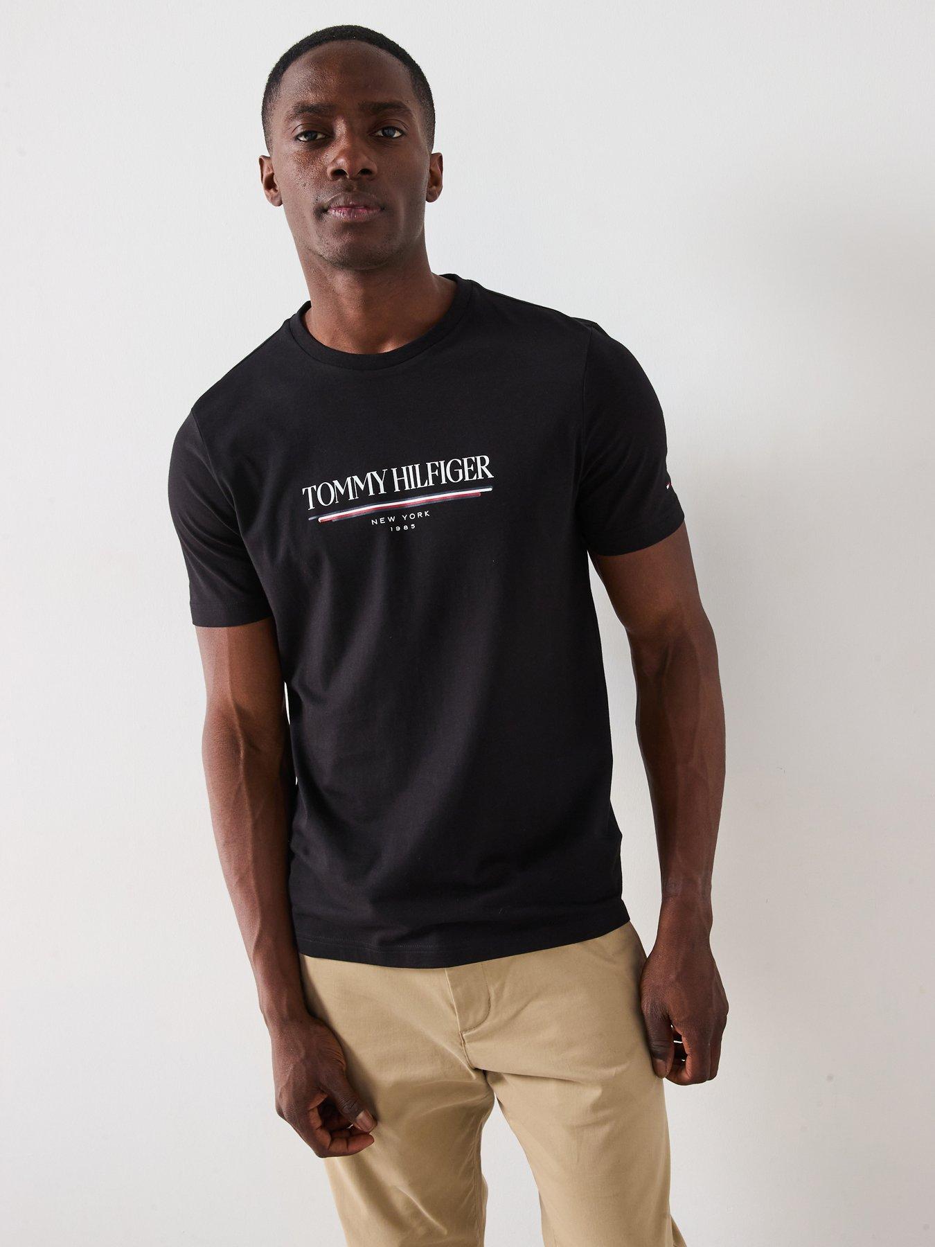  image of tommy-hilfiger-large-centre-logo-t-shirt-black