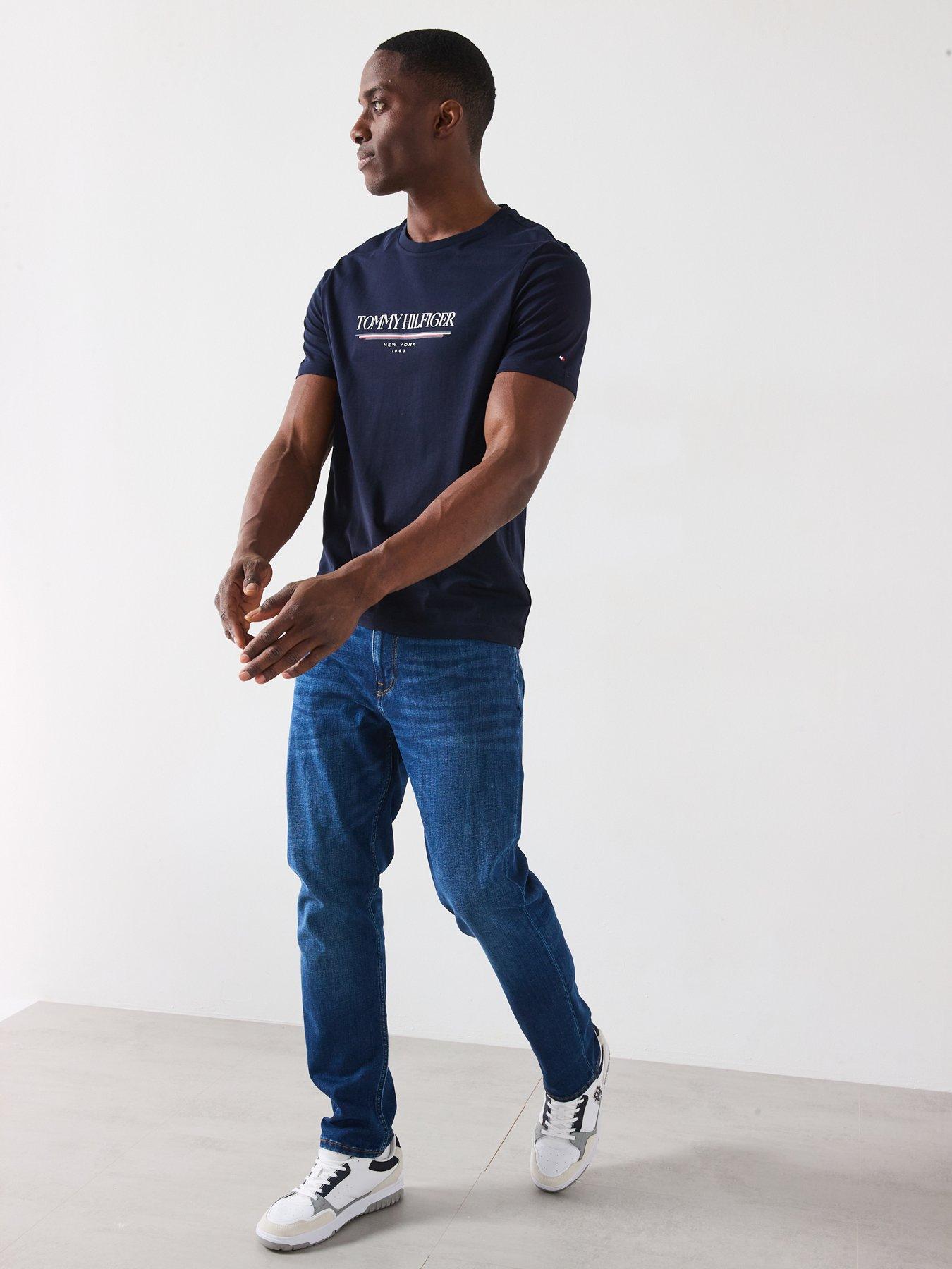  image of tommy-hilfiger-large-centre-logo-t-shirt-navy