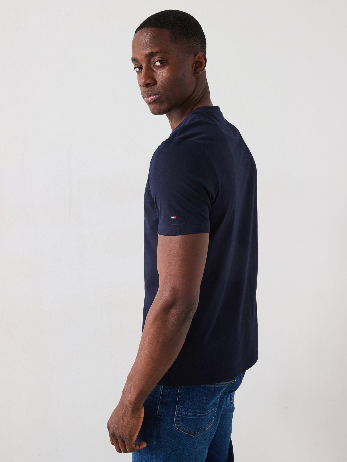  image of tommy-hilfiger-large-centre-logo-t-shirt-navy