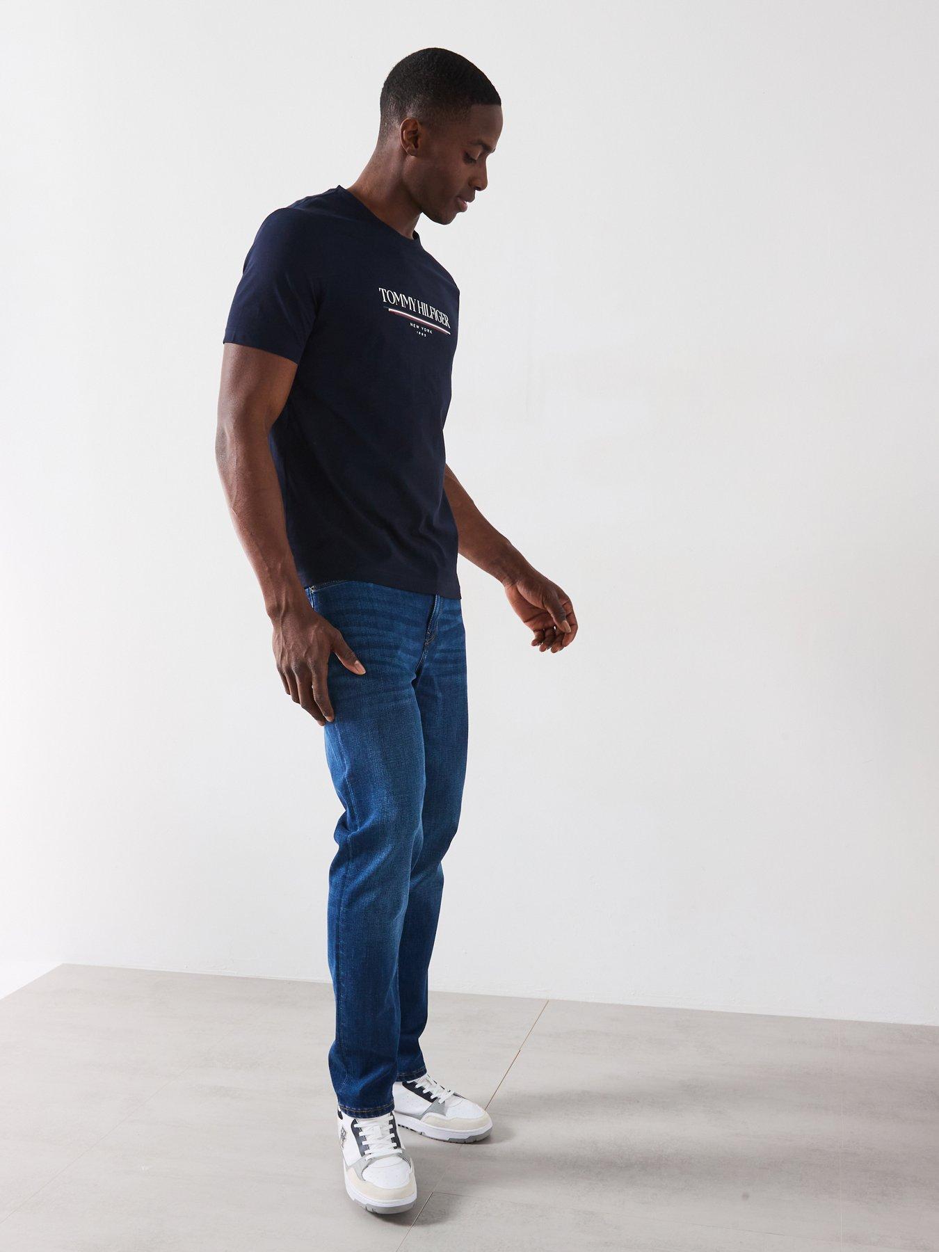  image of tommy-hilfiger-large-centre-logo-t-shirt-navy
