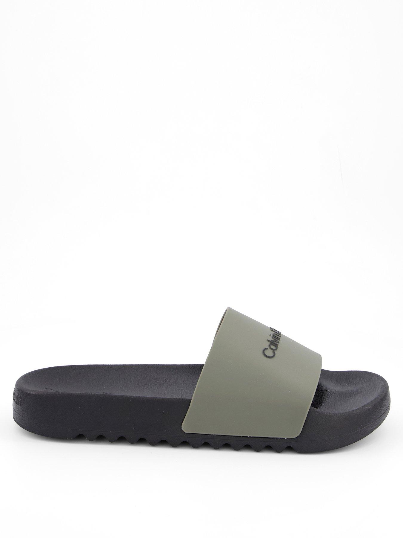 Image 2 of 6 of Calvin Klein Chunky Pool Sliders - Green