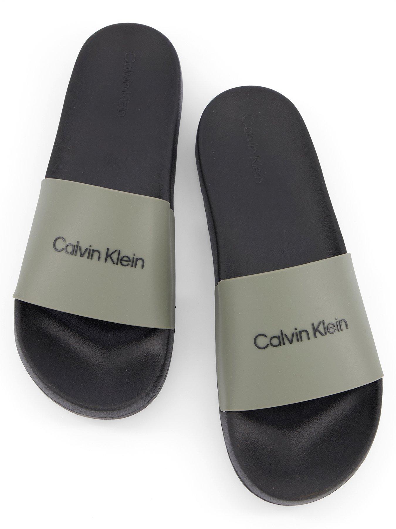 Image 3 of 6 of Calvin Klein Chunky Pool Sliders - Green