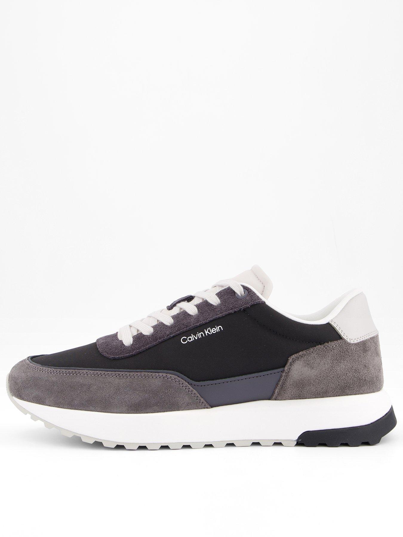 undefined Suede Mix Low Top Runner Trainers - Grey
