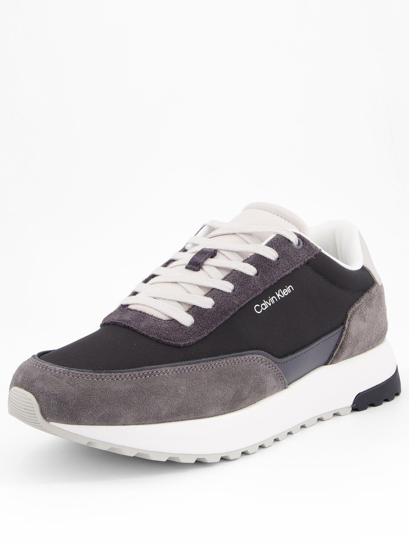 Image 2 of 7 of Calvin Klein Suede Mix Low Top Runner Trainers - Grey