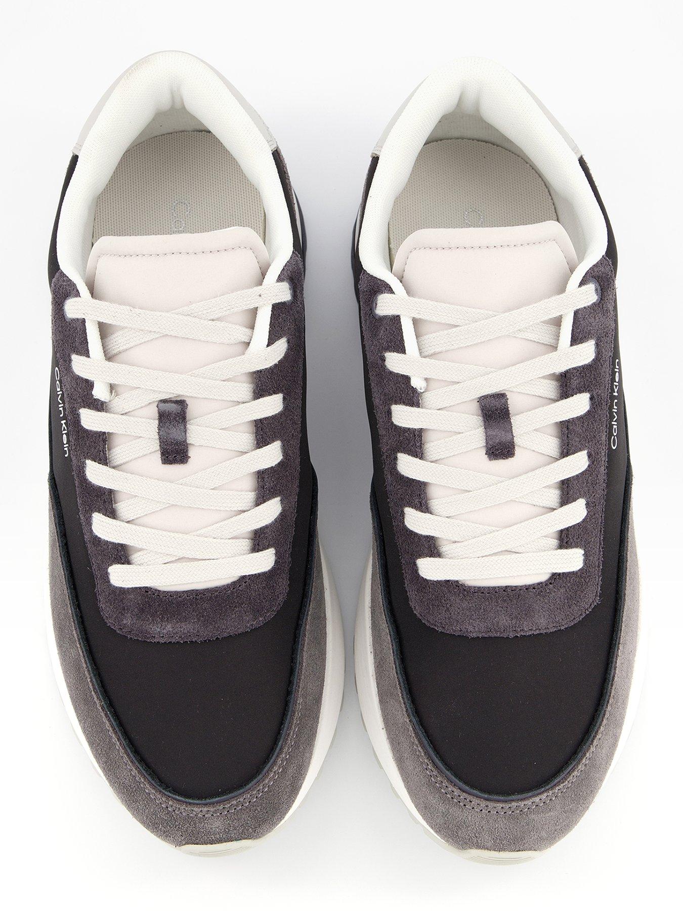 Image 3 of 7 of Calvin Klein Suede Mix Low Top Runner Trainers - Grey