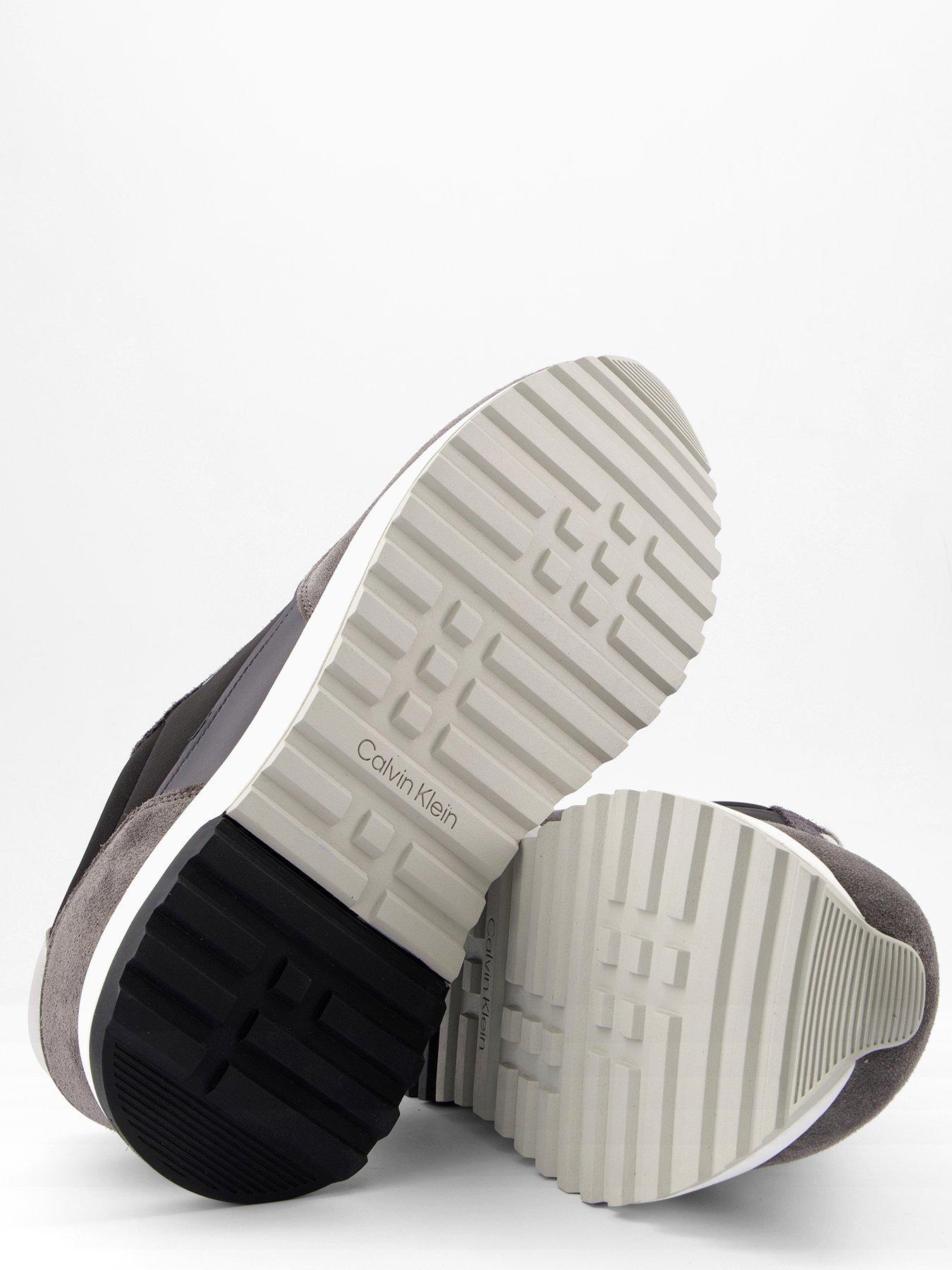 Image 4 of 7 of Calvin Klein Suede Mix Low Top Runner Trainers - Grey