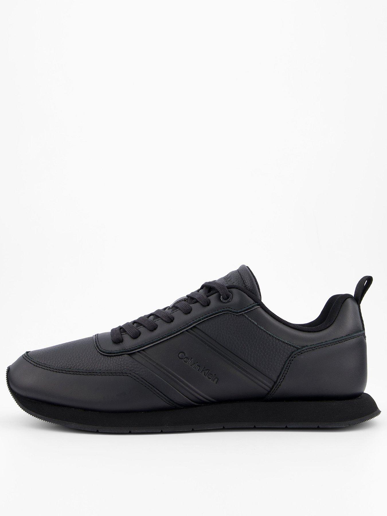 Image 1 of 7 of Calvin Klein Leather Low Top Runner Trainers - Black
