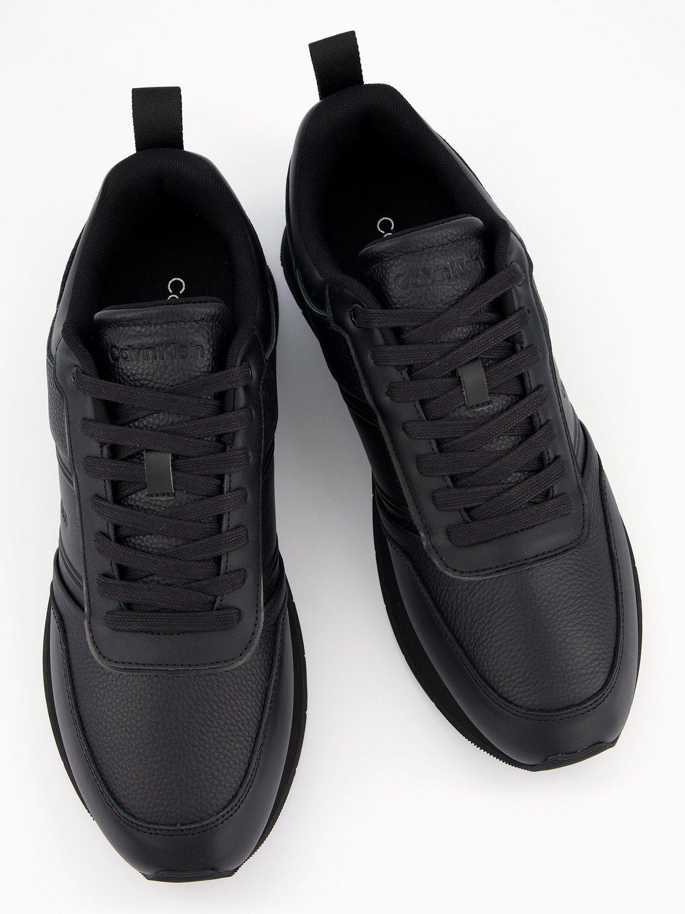 Image 3 of 7 of Calvin Klein Leather Low Top Runner Trainers - Black