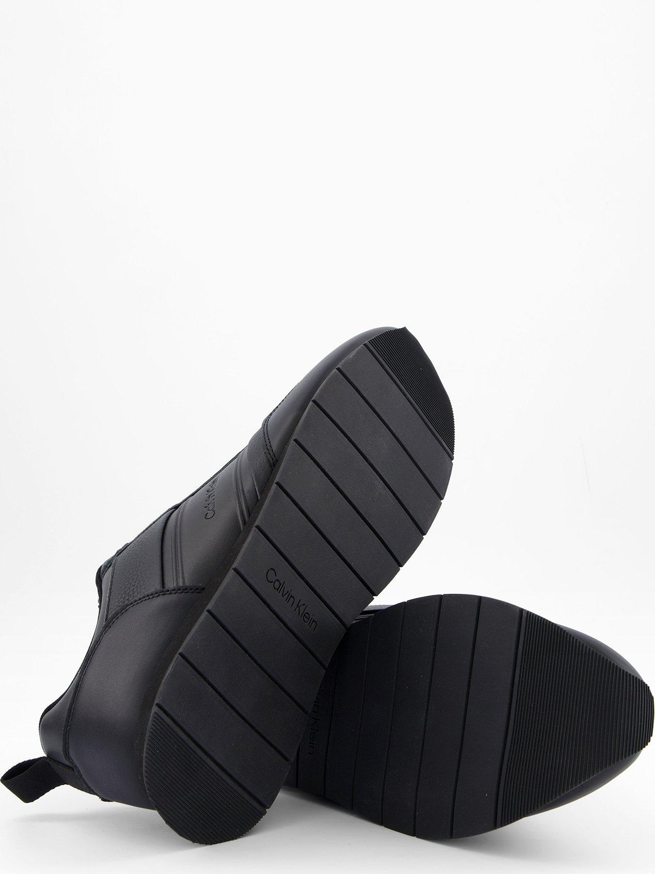 Image 4 of 7 of Calvin Klein Leather Low Top Runner Trainers - Black