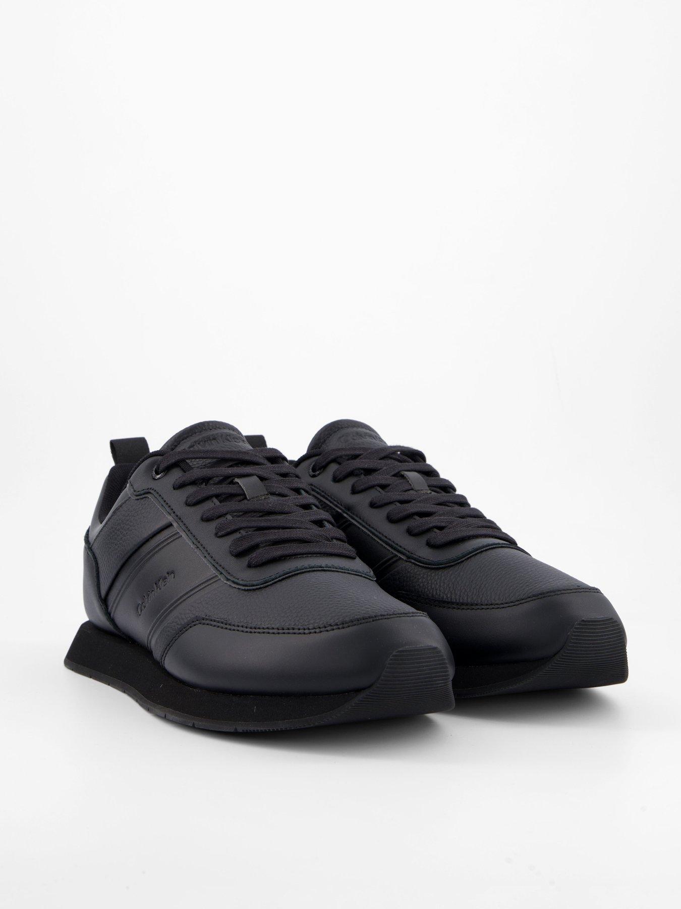 Image 6 of 7 of Calvin Klein Leather Low Top Runner Trainers - Black