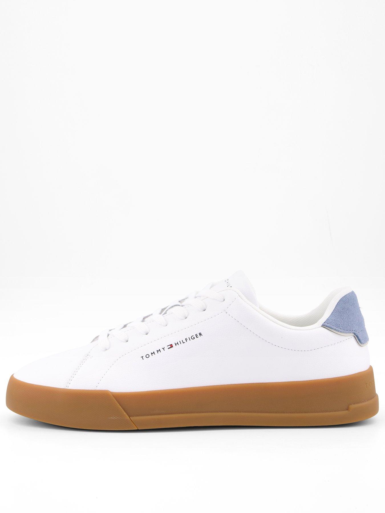 undefined Essential Leather Gumsole Court Trainers - White/Blue