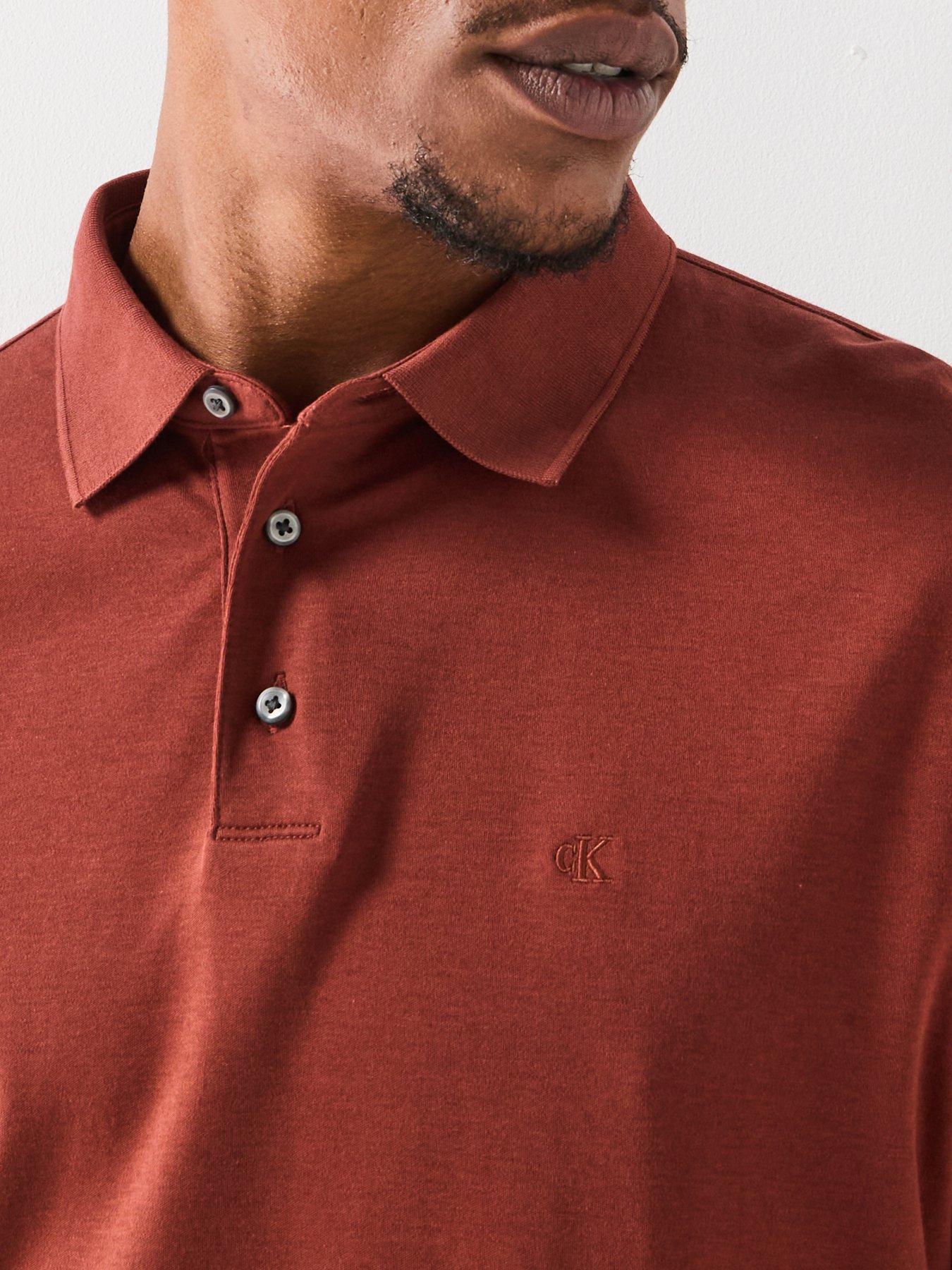 Image 4 of 4 of Calvin Klein Supima Cotton Small Chest Logo Polo Shirt - Red