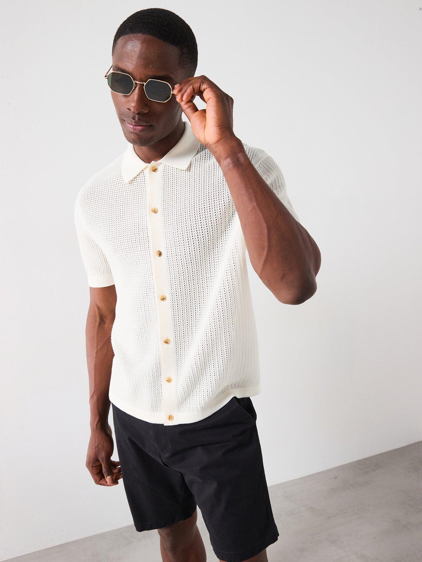 Tommy Hilfiger Structure Open Knit Shirt - Off White