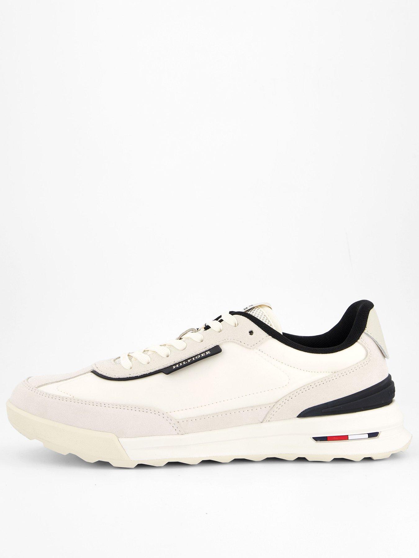 Image 1 of 7 of Tommy Hilfiger Nylon Mix Retro Runner Trainers - Off White