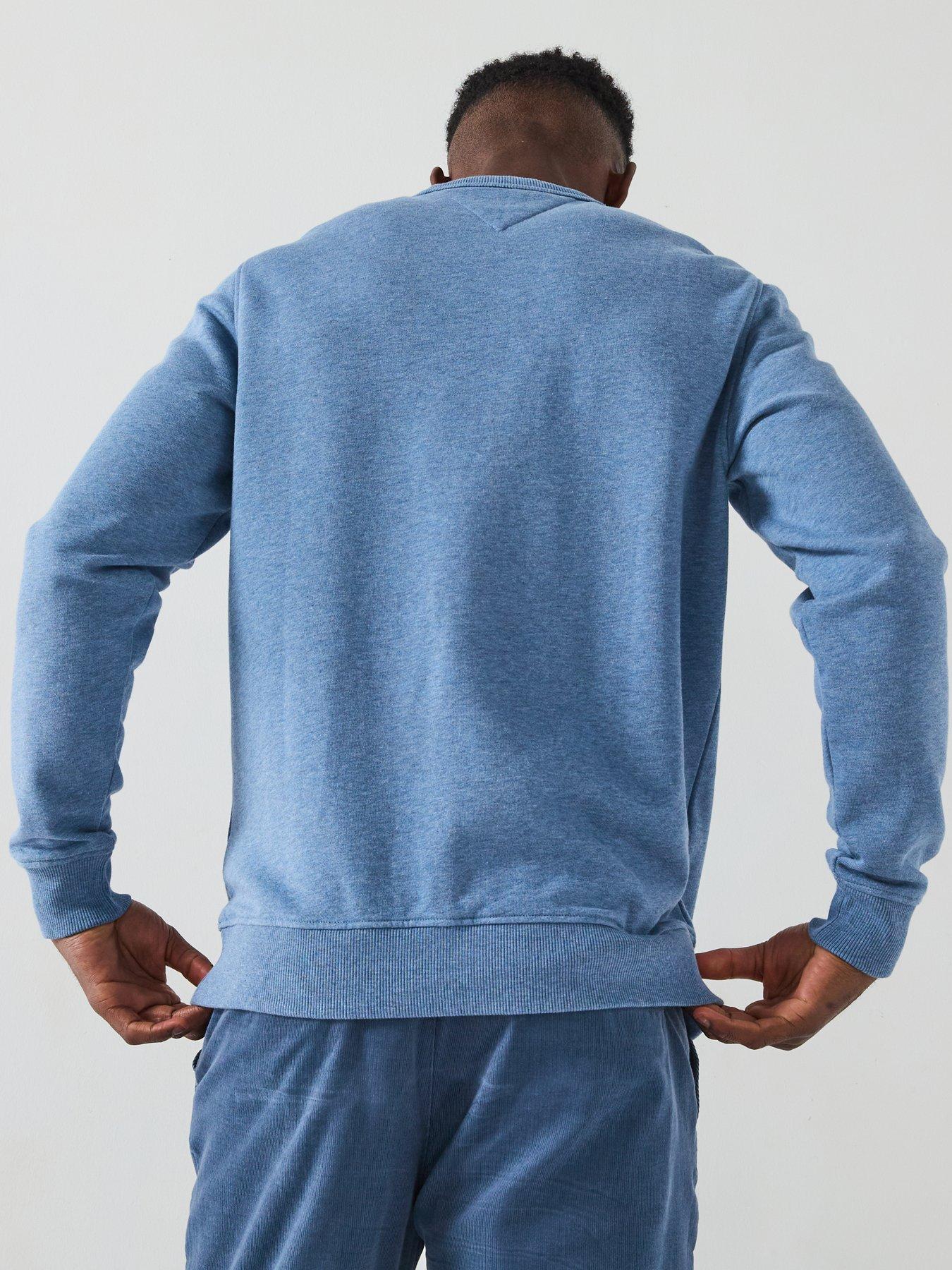 Image 2 of 6 of Tommy Jeans Regular Fit Flag Logo Heathered Crew Sweatshirt - Blue