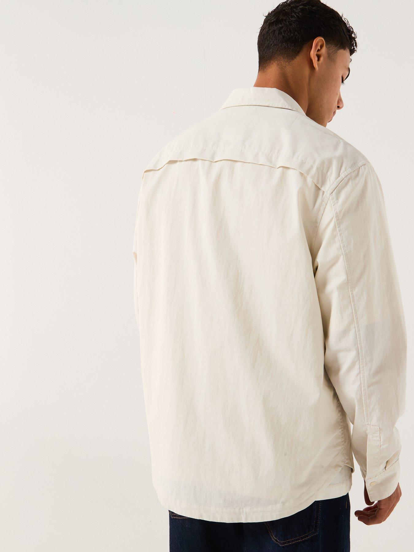 Image 2 of 6 of Calvin Klein Jeans Cotton Nylon Relaxed Fit Overshirt - Off White
