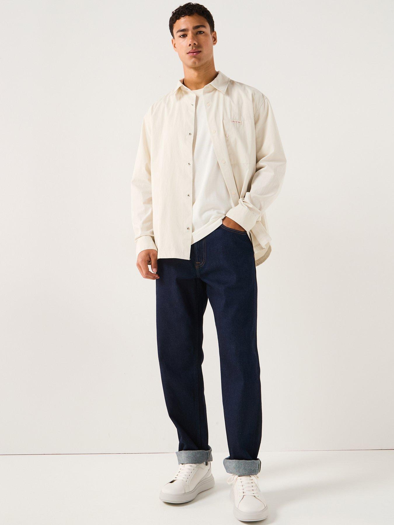  image of calvin-klein-jeans-cotton-nylon-relaxed-fit-overshirt-off-white