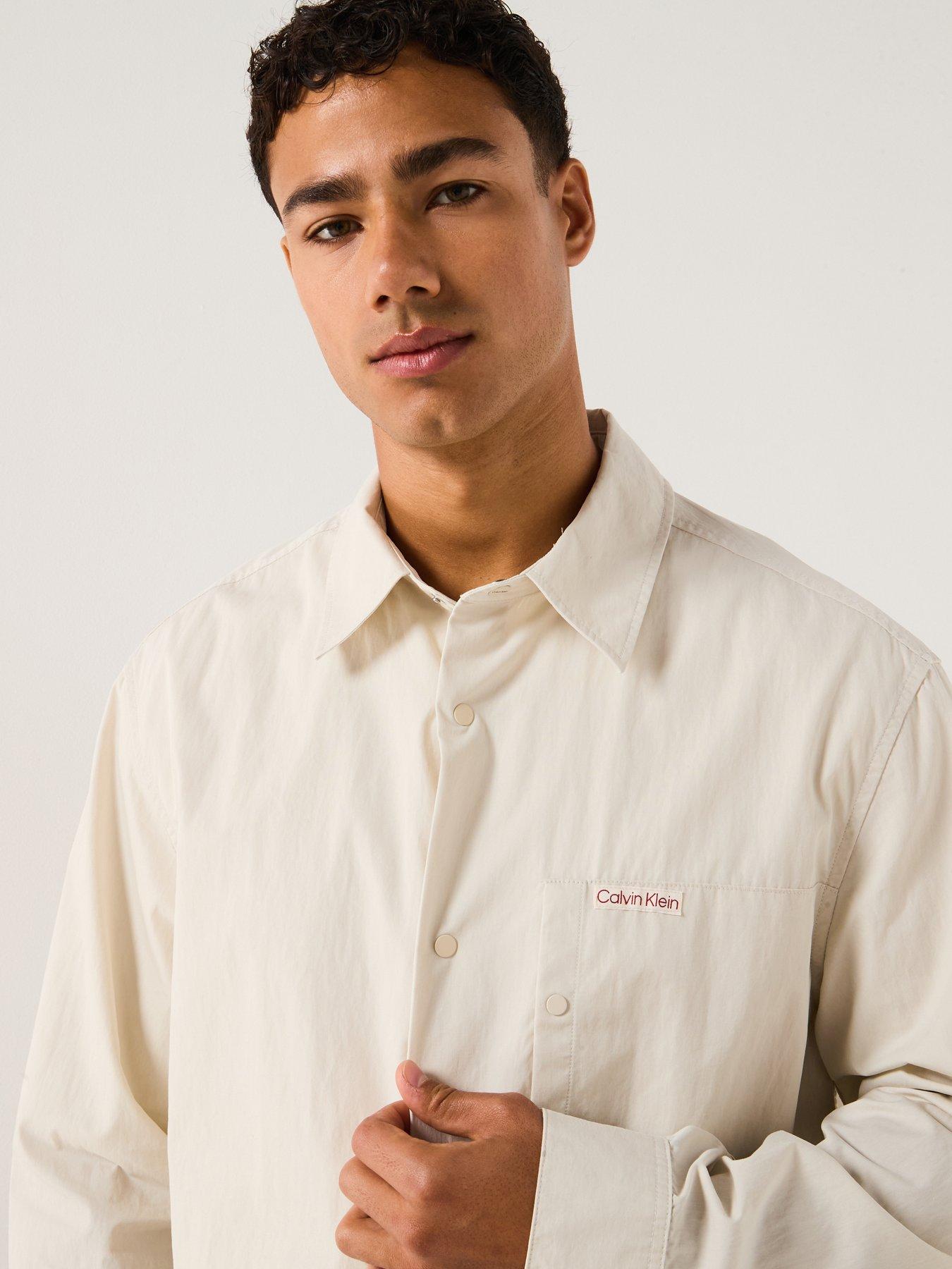  image of calvin-klein-jeans-cotton-nylon-relaxed-fit-overshirt-off-white