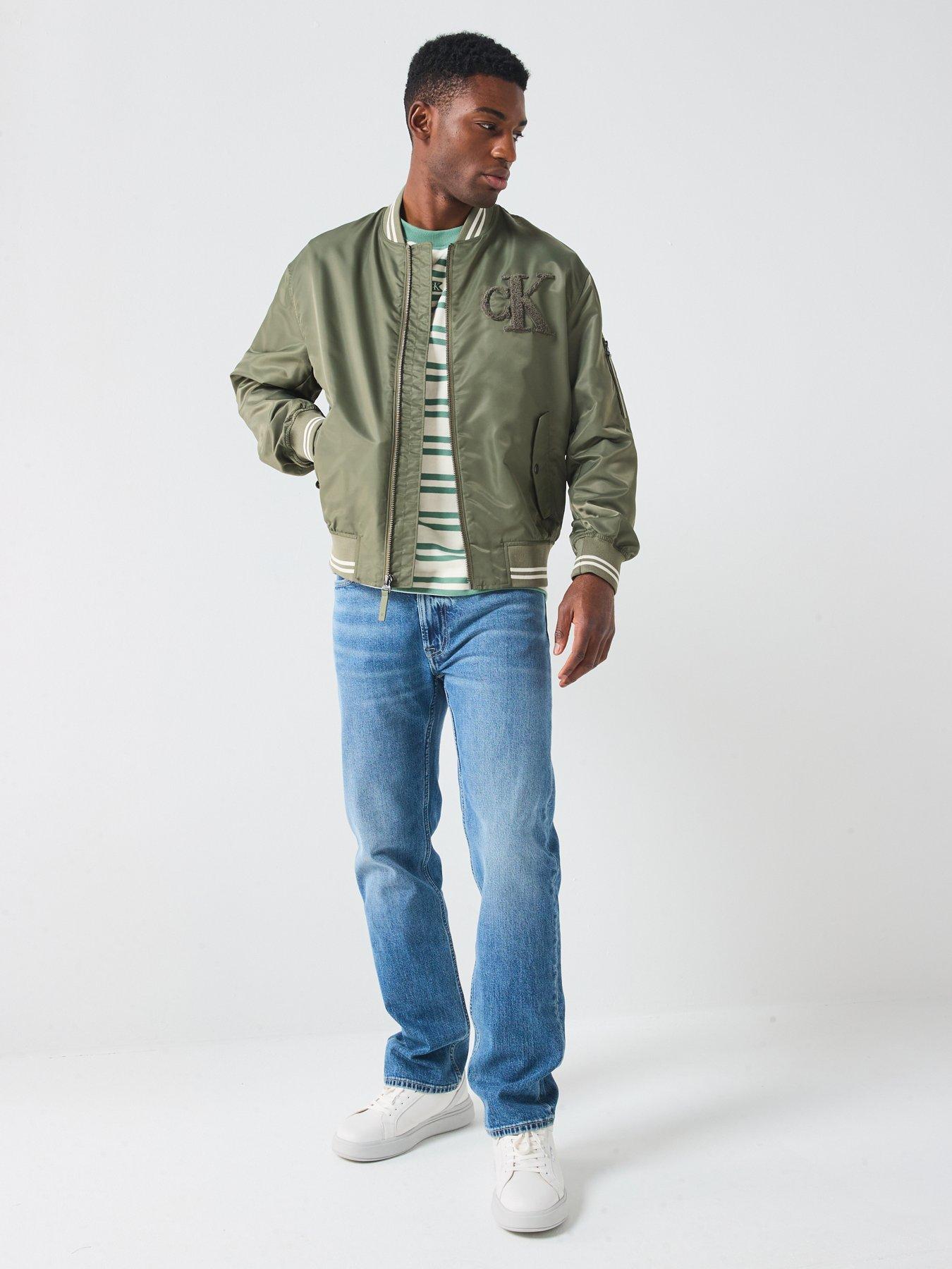  image of calvin-klein-jeans-short-sleeve-heavyweight-stripe-jersey-relaxed-fit-t-shirt-green