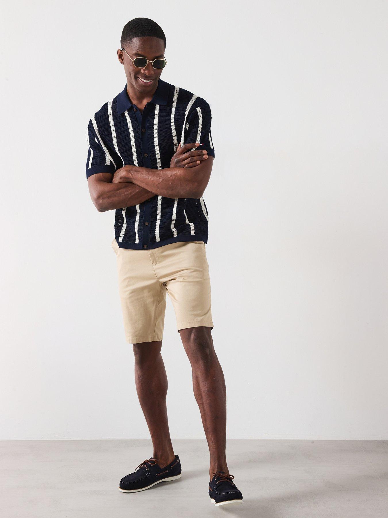 Image 3 of 6 of Tommy Hilfiger Vertical Stripe Knitted Short Sleeve Shirt - Navy