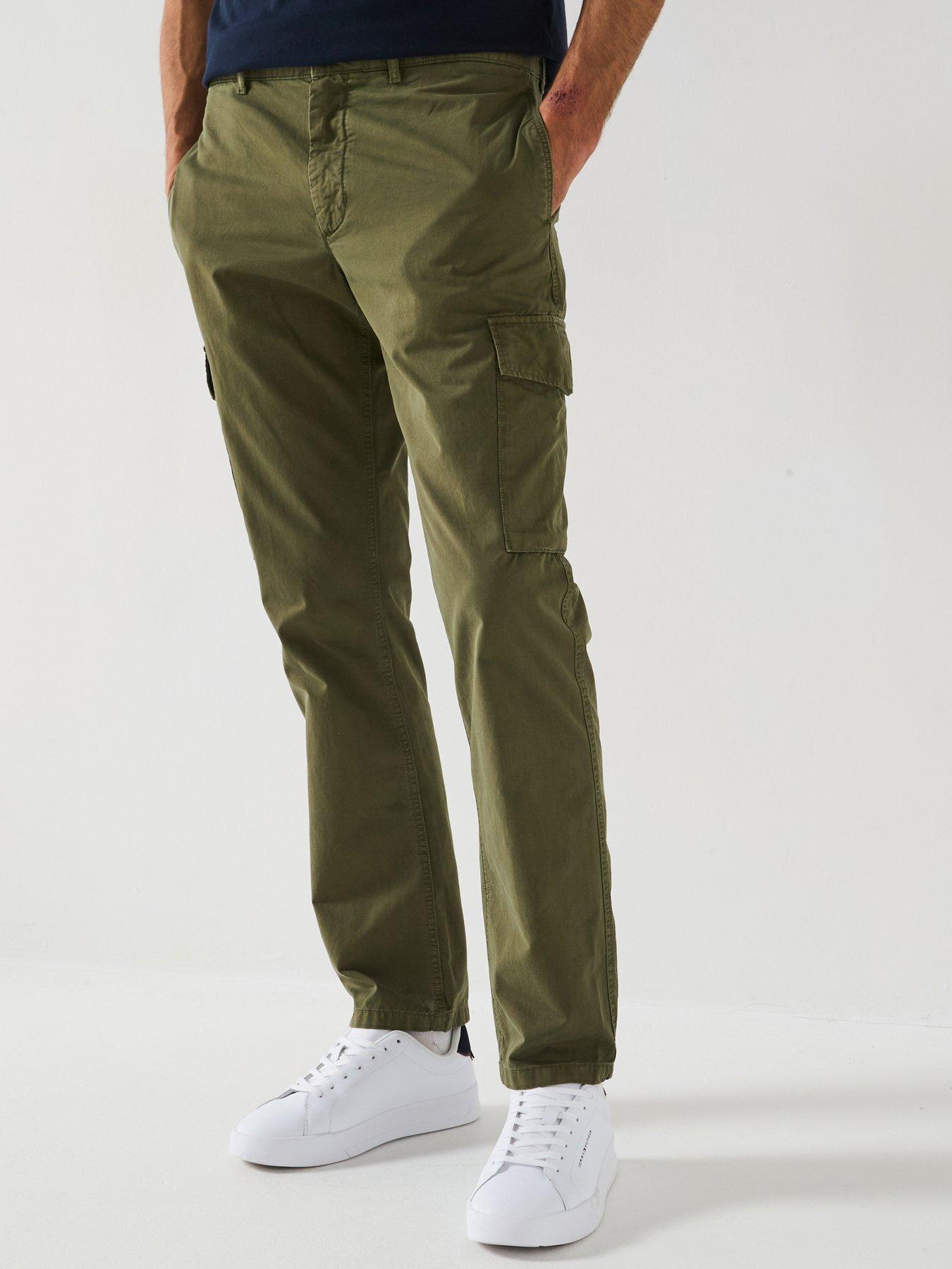 front image of tommy-hilfiger-denton-twill-cargo-pants-dark-greenery-green