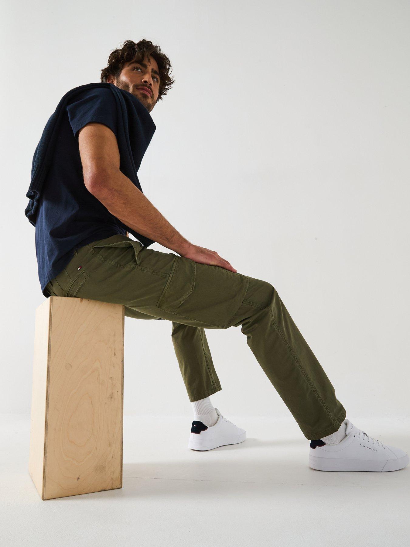  image of tommy-hilfiger-denton-twill-cargo-pants-dark-greenery-green