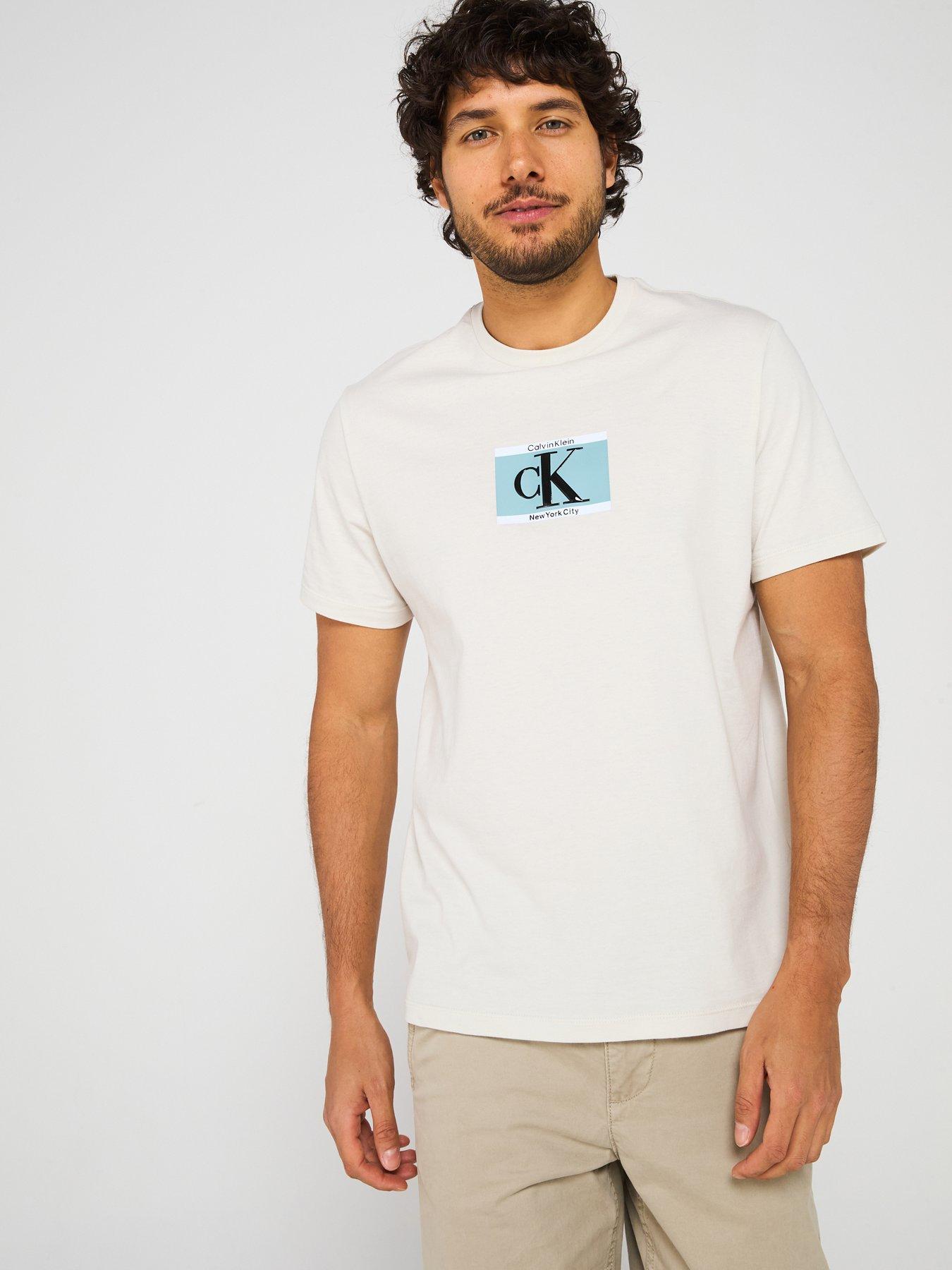 Calvin Klein 30S Centre Box Logo T-Shirt - Off White