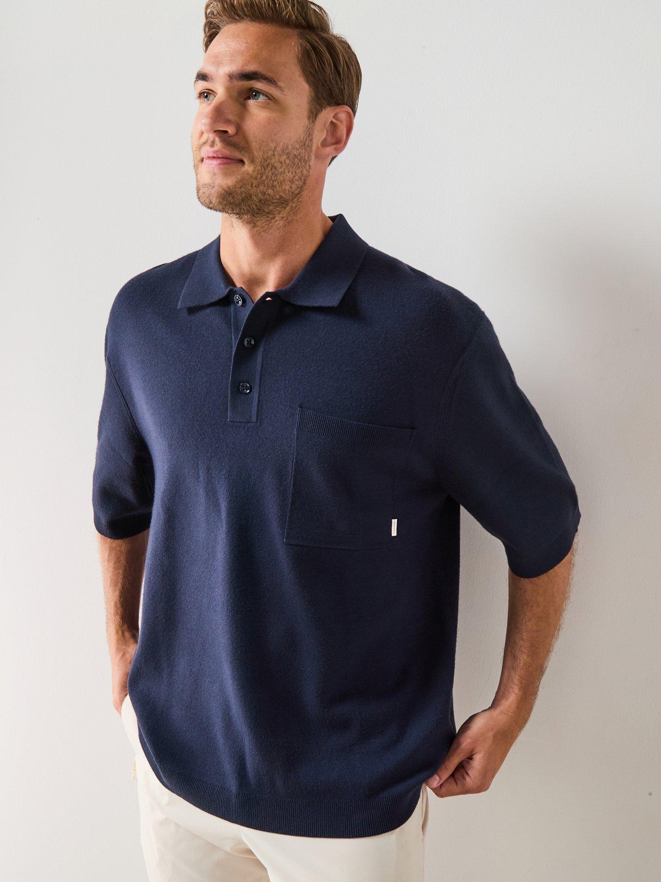 undefined Knitted Relax Fit Polo Shirt - Navy