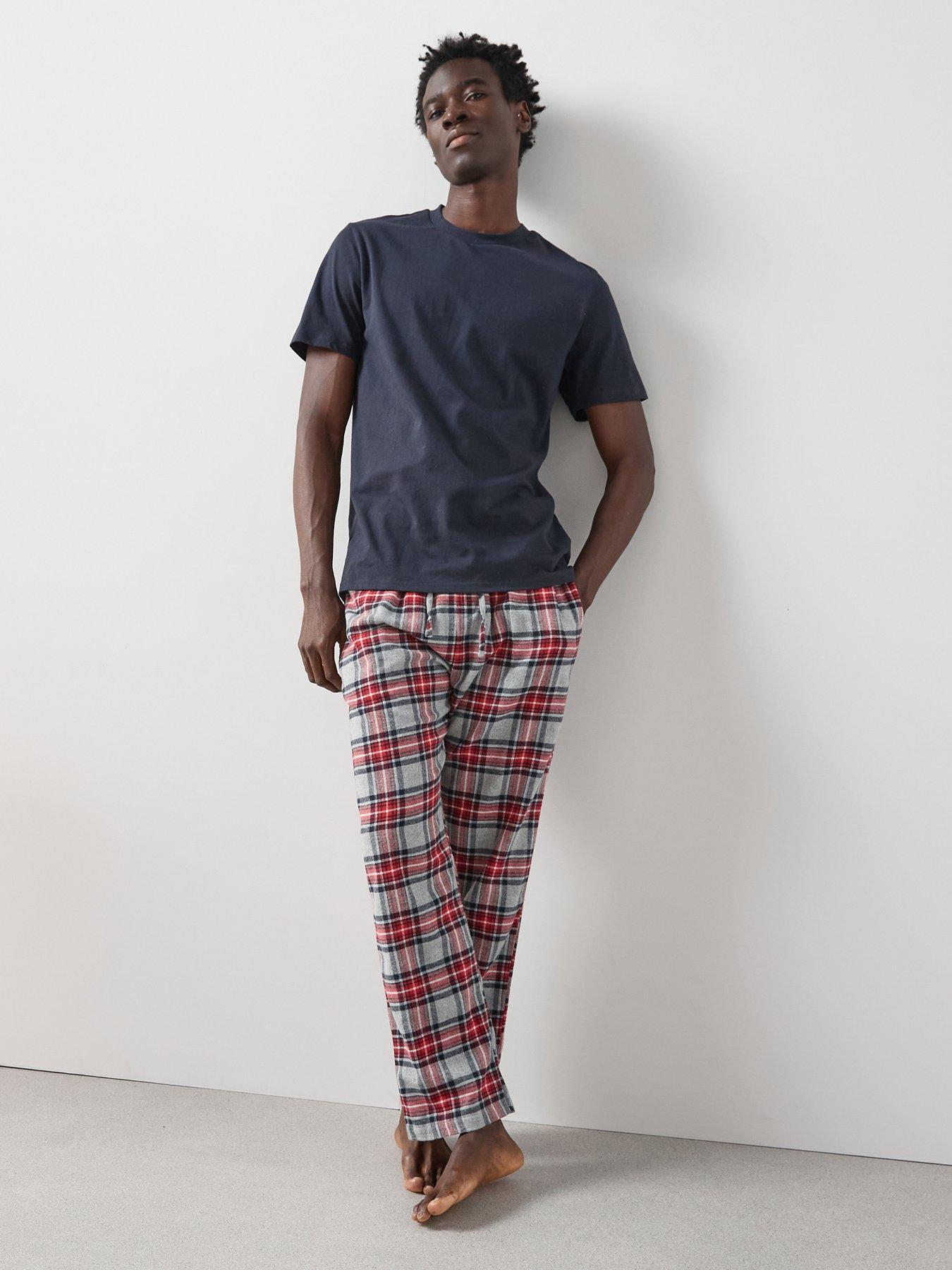 undefined Pure Cotton Checked Trouser Pyjama Set - Red