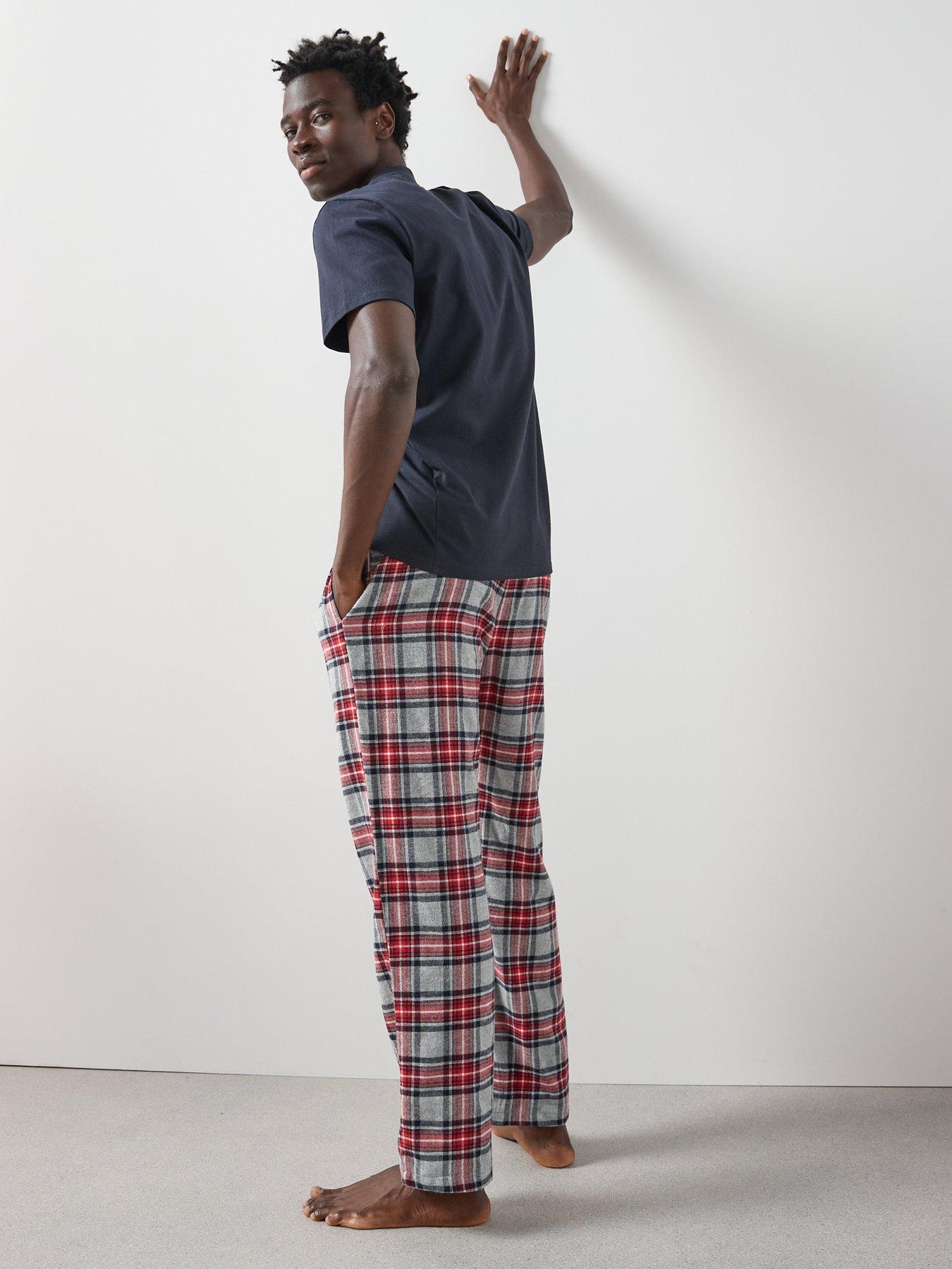 Image 2 of 6 of Very Man Pure Cotton Checked Trouser Pyjama Set - Red