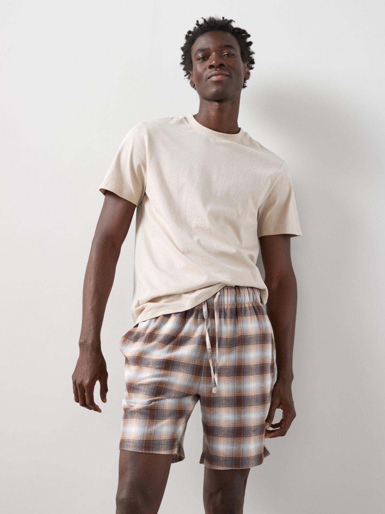 undefined Cosy Checked Short Pyjama Set - Light Brown