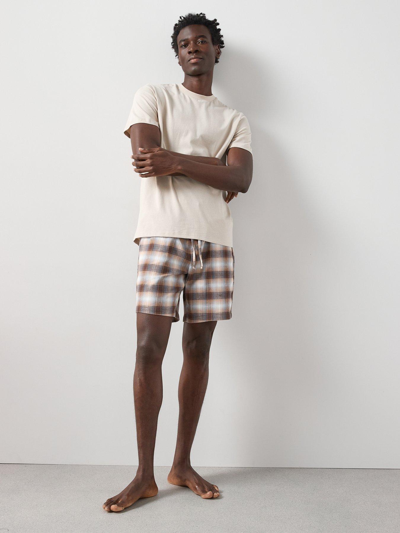 Image 3 of 6 of Very Man Cosy Checked Short Pyjama Set - Light Brown