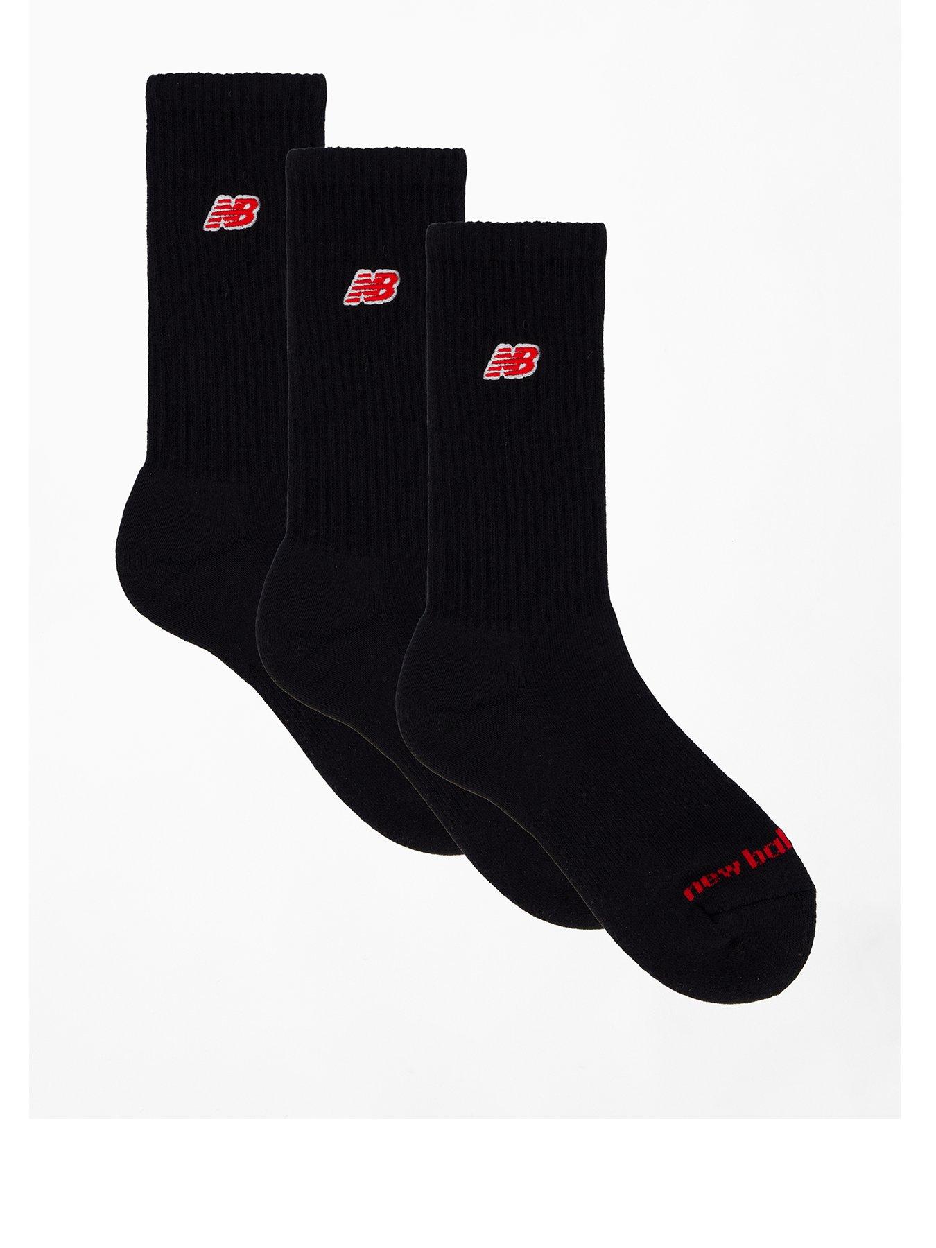 New Balance Unisex Patch Logo Crew 3 Pack Socks - Black