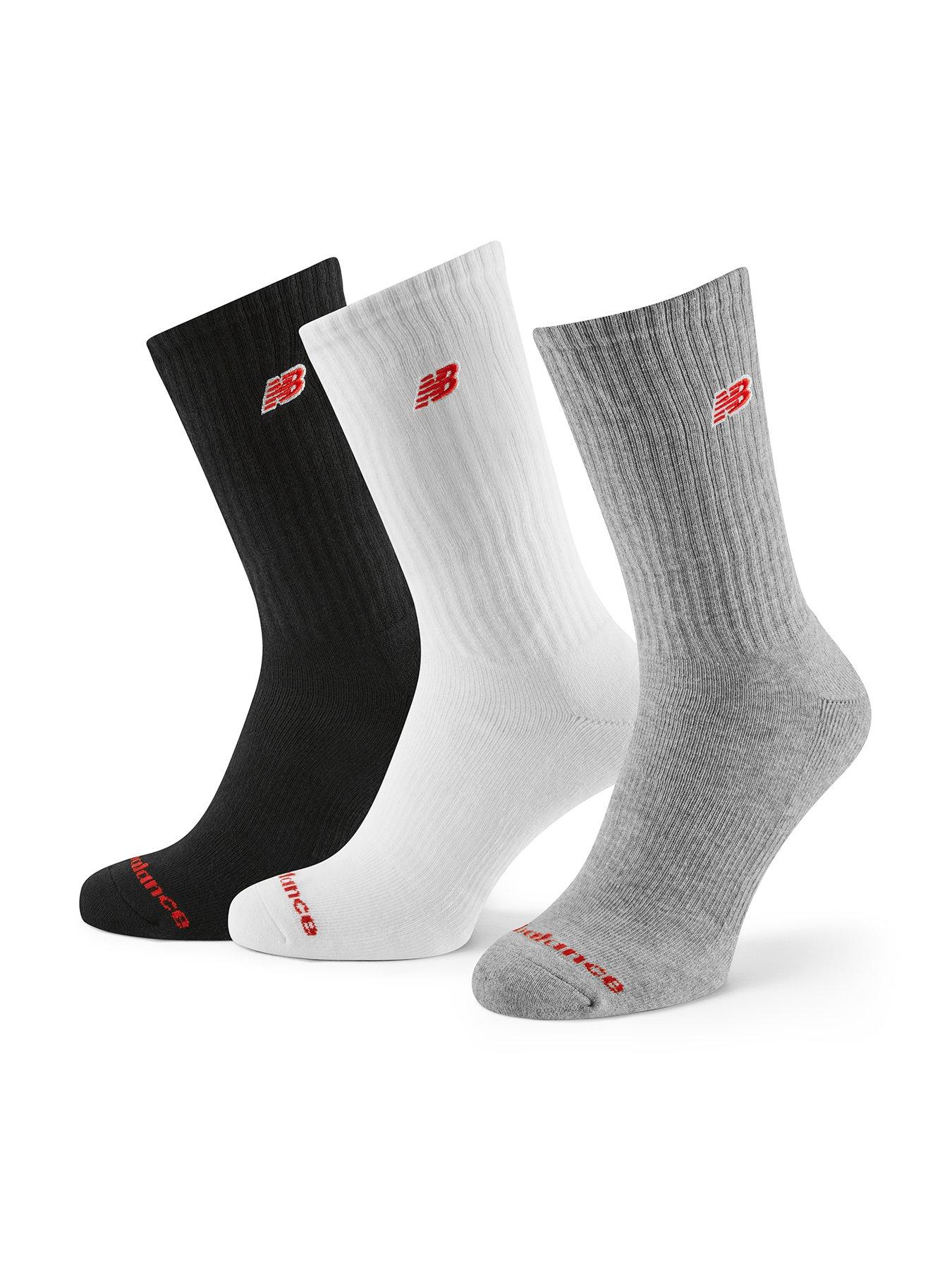 New Balance Unisex Patch Logo Crew 3 Pack Socks - White/grey/black
