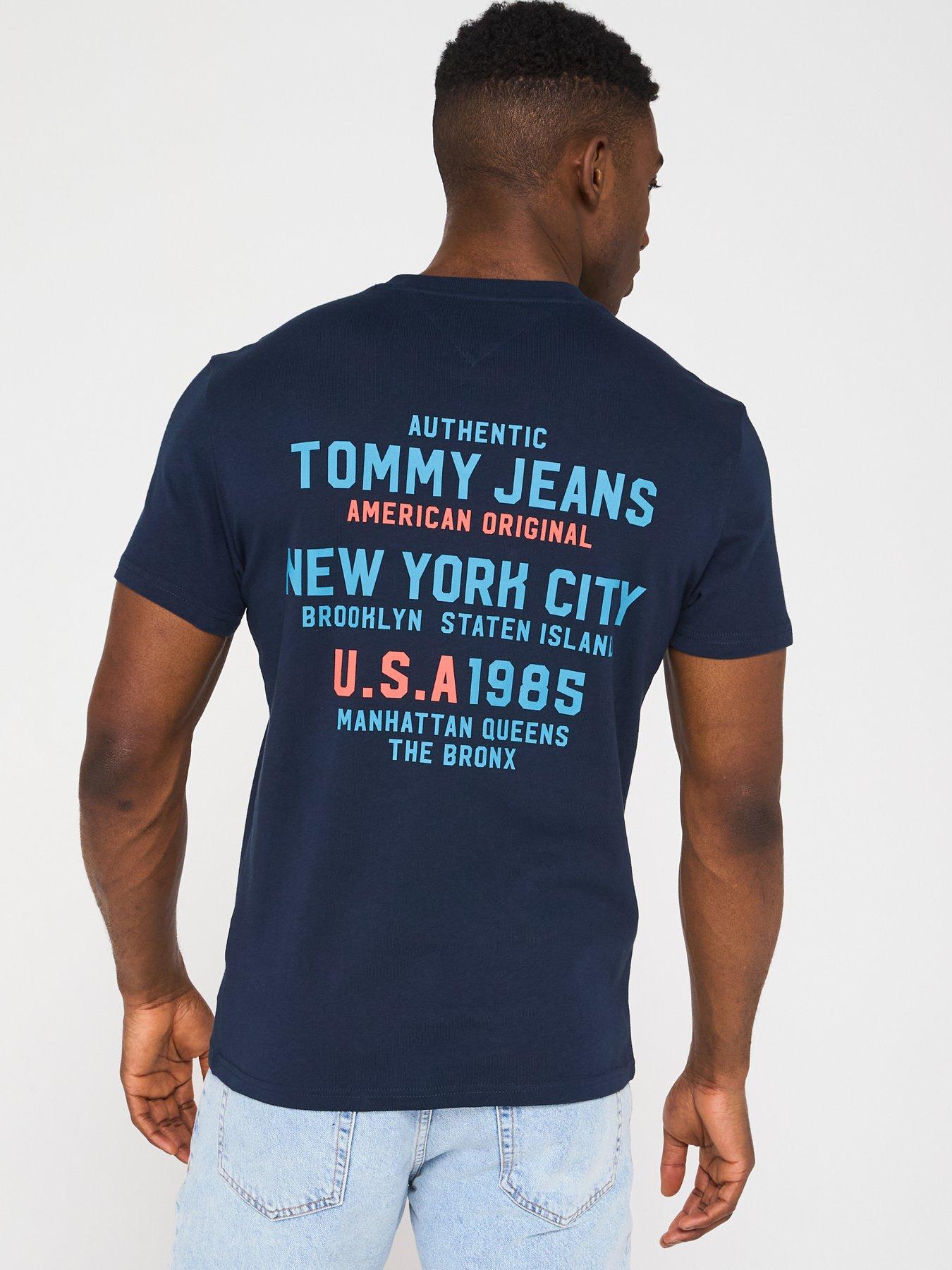 Tommy Jeans Regular Fit USA Script Back Print T-Shirt - Navy