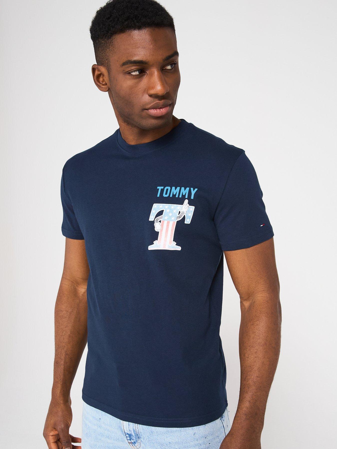 Image 2 of 4 of Tommy Jeans Regular Fit USA Script Back Print T-Shirt - Navy