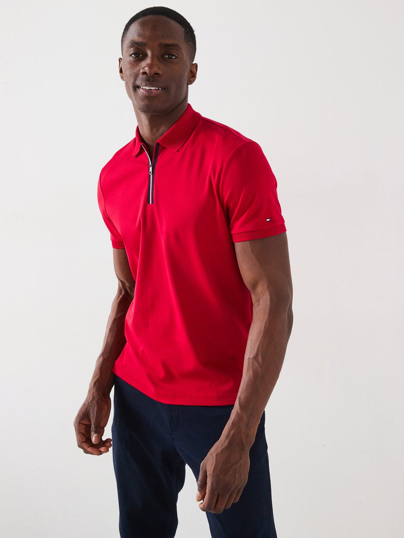 undefined Interlock Zip Regular Fit Polo Shirt - Red