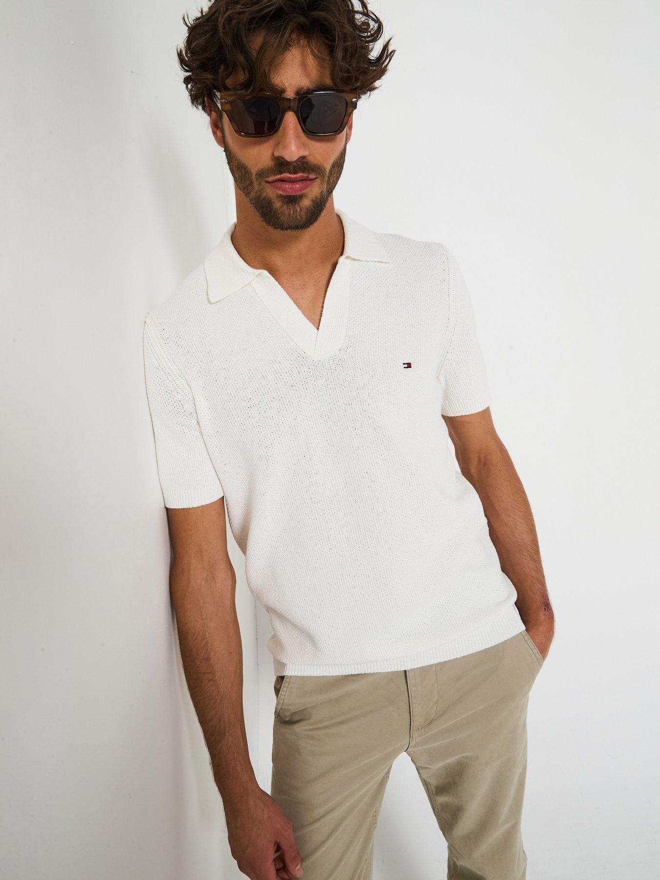 Image 1 of 6 of Tommy Hilfiger Knitted Polo Shirt - Off White