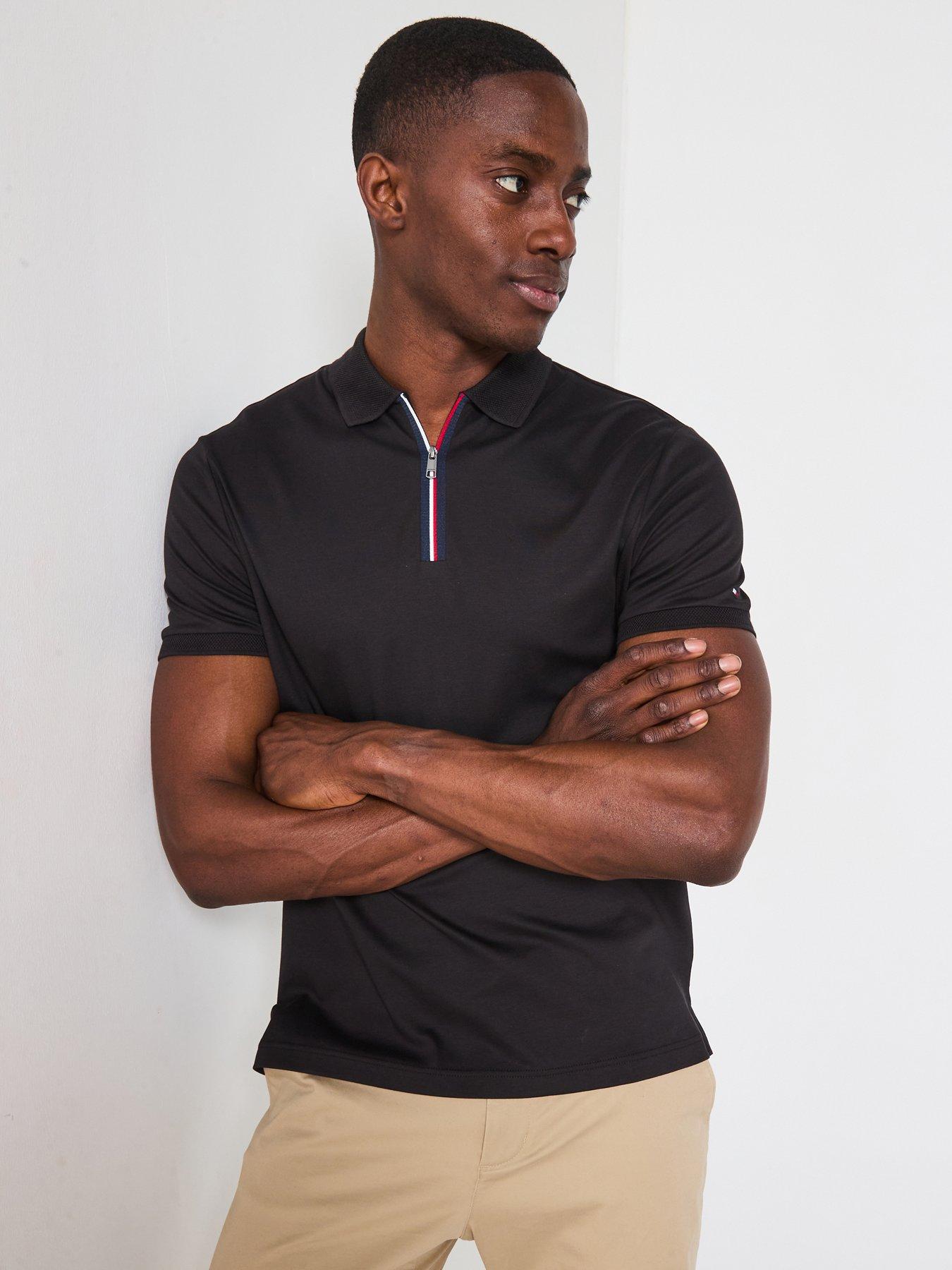 undefined Interlock Zip Regular Fit Polo Shirt - Black