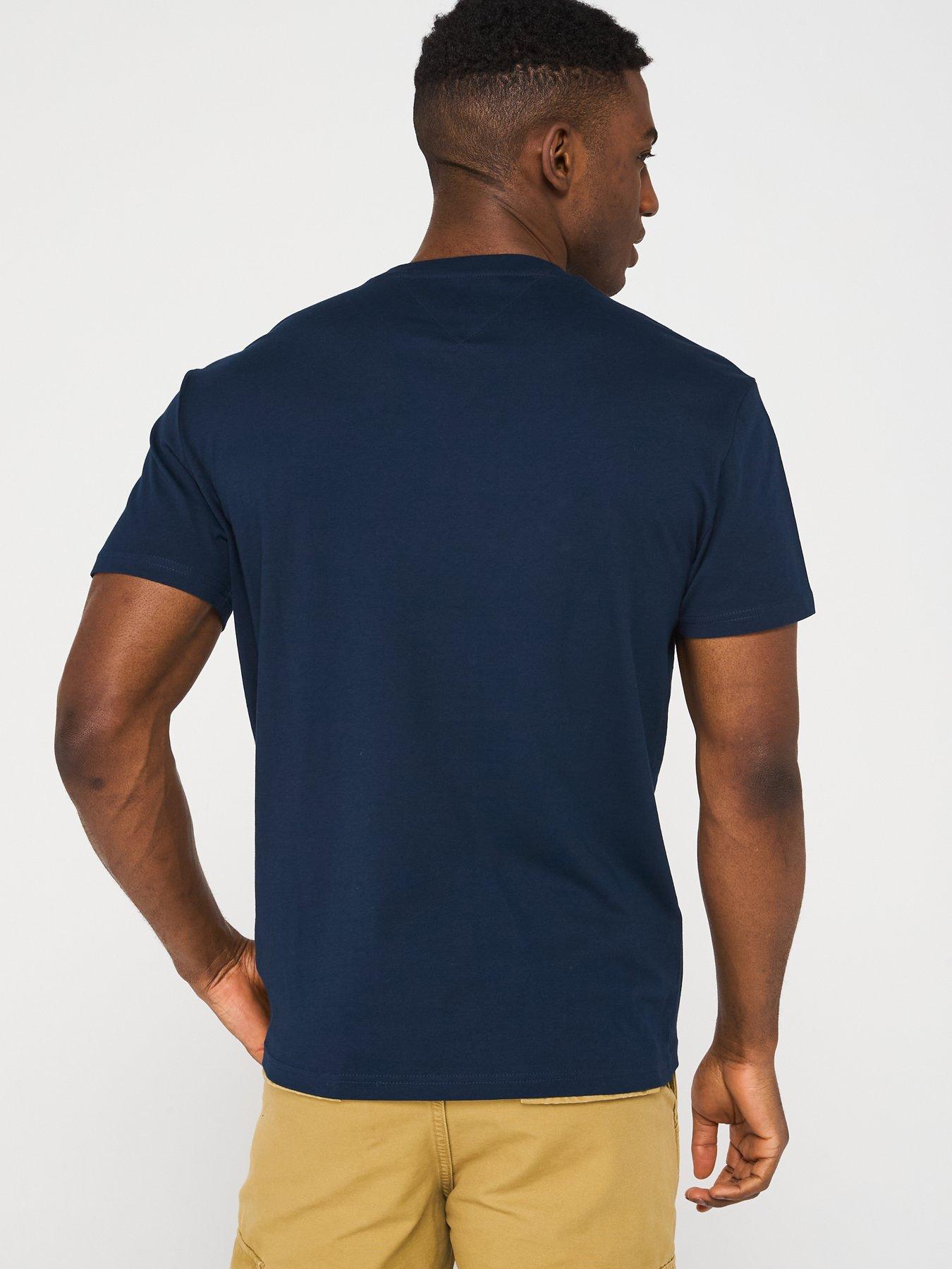 Image 2 of 4 of Tommy Jeans Regular Fit Chest Logo Flag T-Shirt - Navy