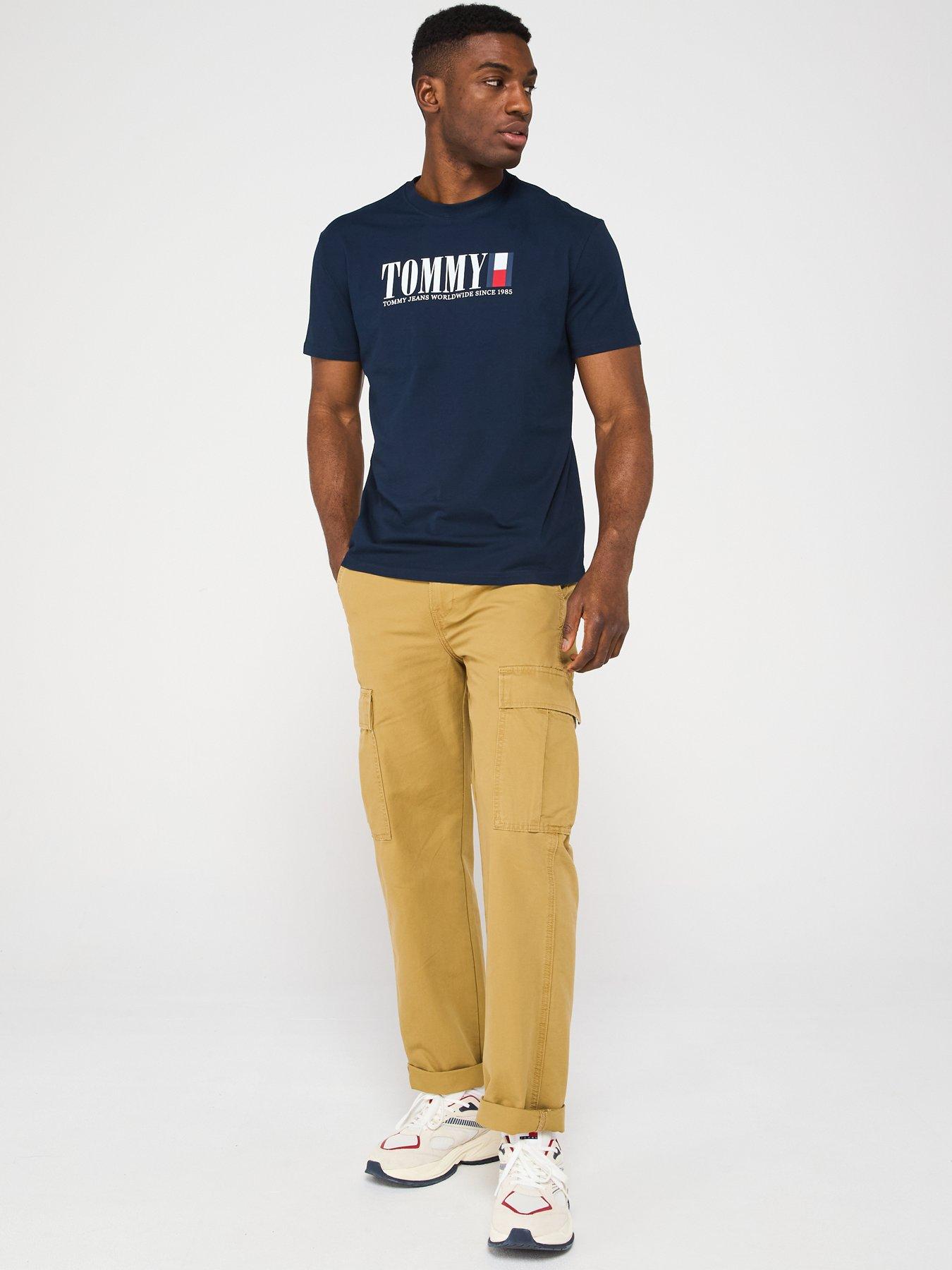Image 3 of 4 of Tommy Jeans Regular Fit Chest Logo Flag T-Shirt - Navy